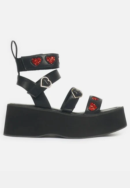 Koi Footwear - Rogue Lovergirl Flatform Heart Black - Girl Sandals - Image 3