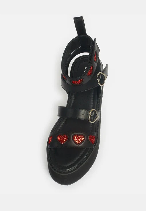 Koi Footwear - Rogue Lovergirl Flatform Heart Black - Girl Sandals - Image 4