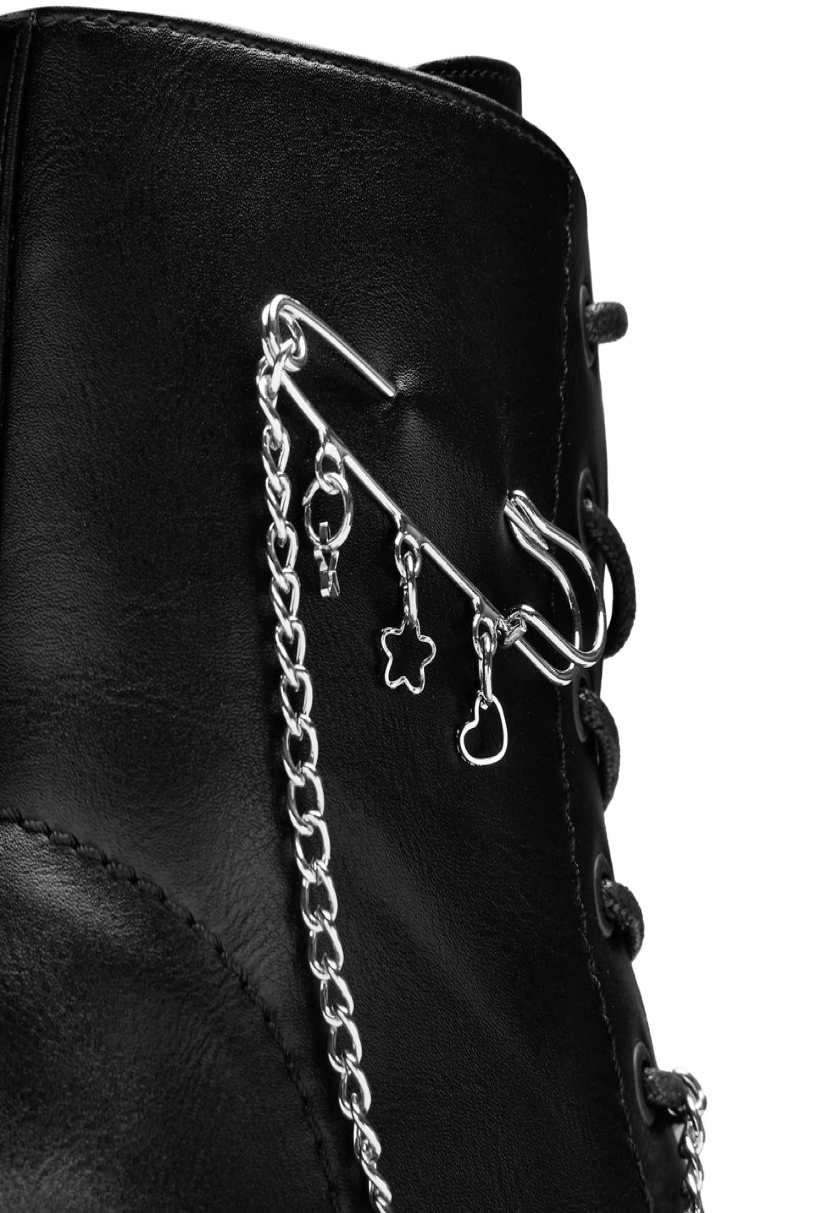 Koi Footwear - Salvius Safety Pin Military Lace Up Black - Girl Shoes - Image 6