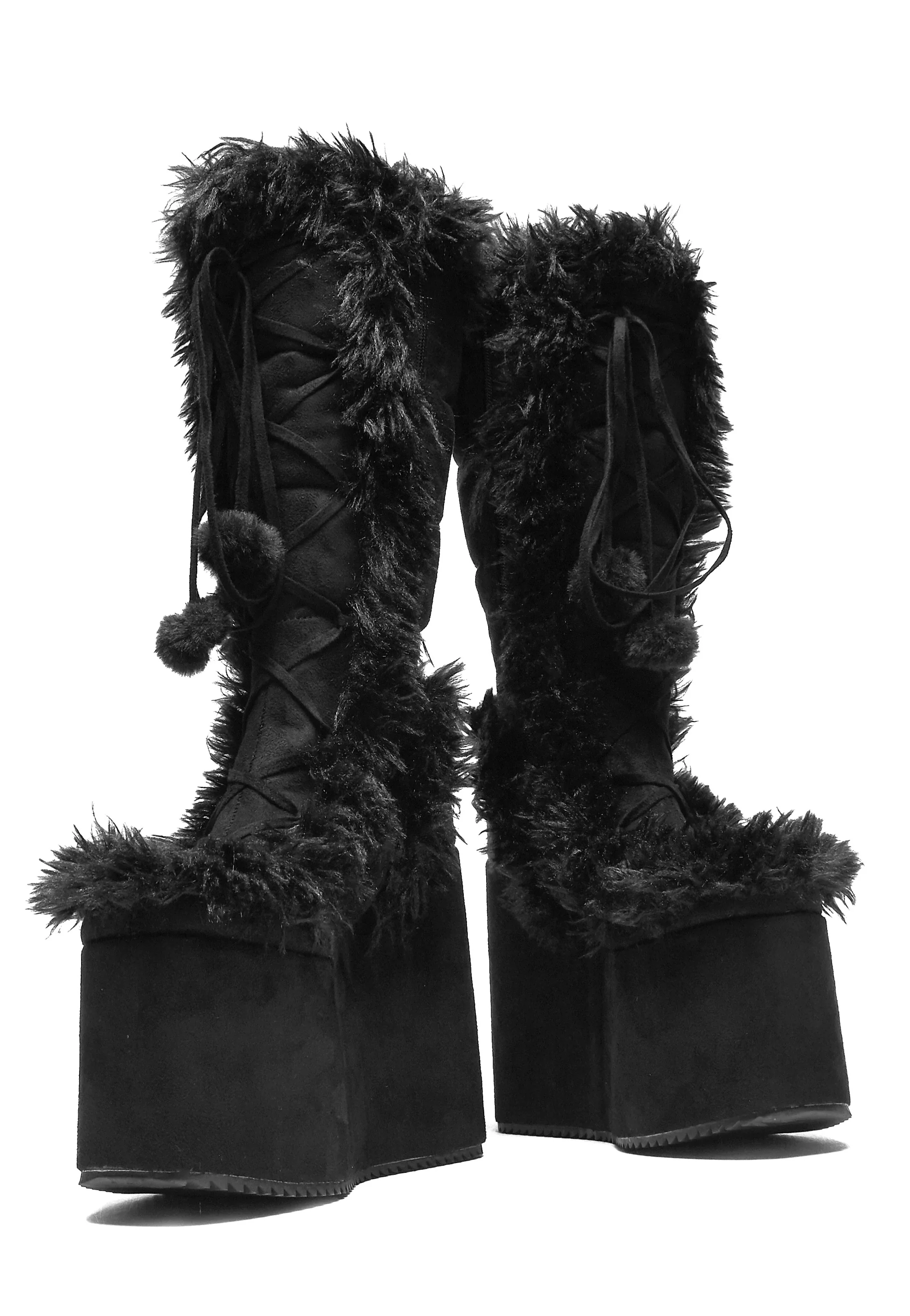 Koi Footwear x Twilight - La Push Crescent Platform Faux Fur Long Black - Girl Shoes - Image 4