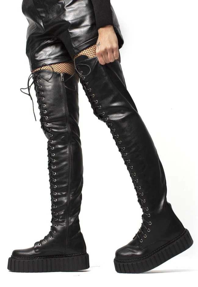 Lamoda - Last Kiss Chunky Thigh High Holster Black - Girl Shoes - Image 2
