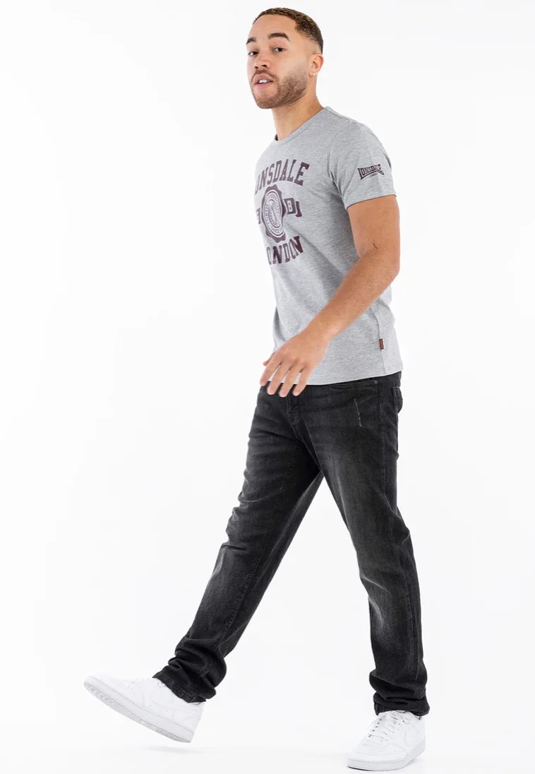 Lonsdale - Murrister Marl Grey/Oxblood - T-Shirt - Image 2