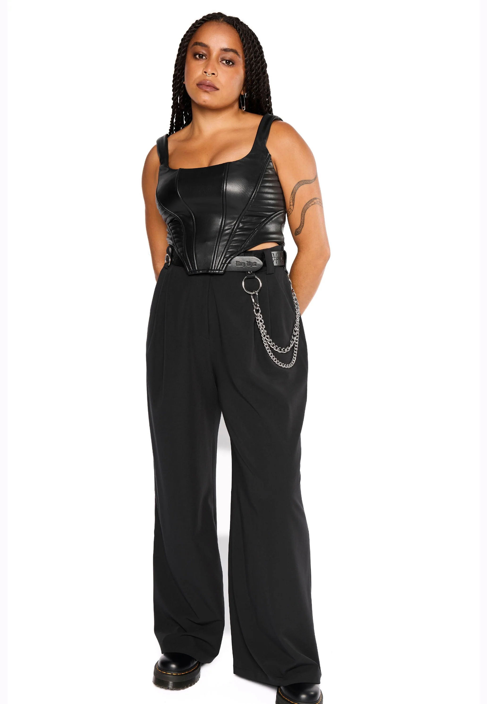 Mary Wyatt - Doro Faux Leather Moto Corset Black - Top - Image 4