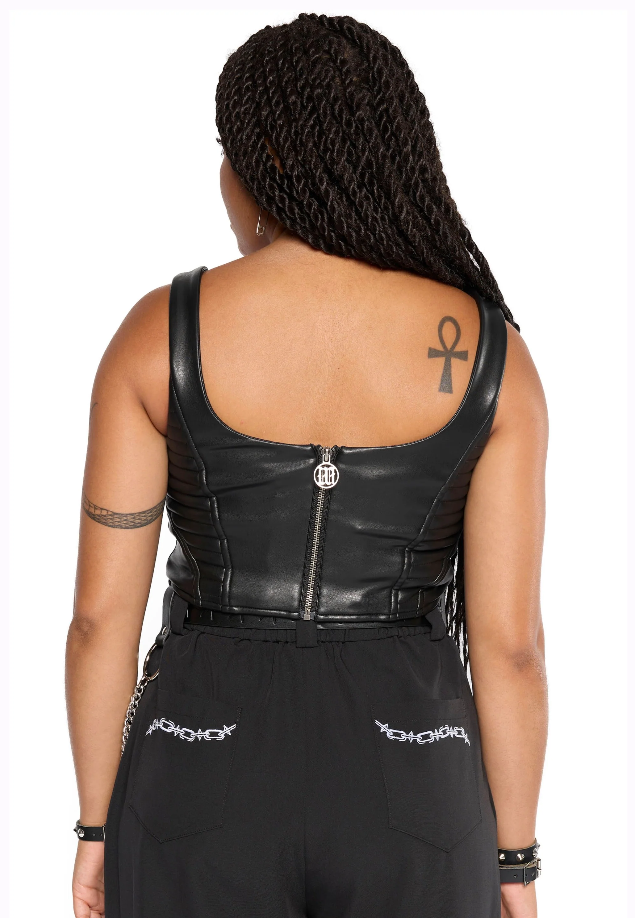Mary Wyatt - Doro Faux Leather Moto Corset Black - Top - Image 5