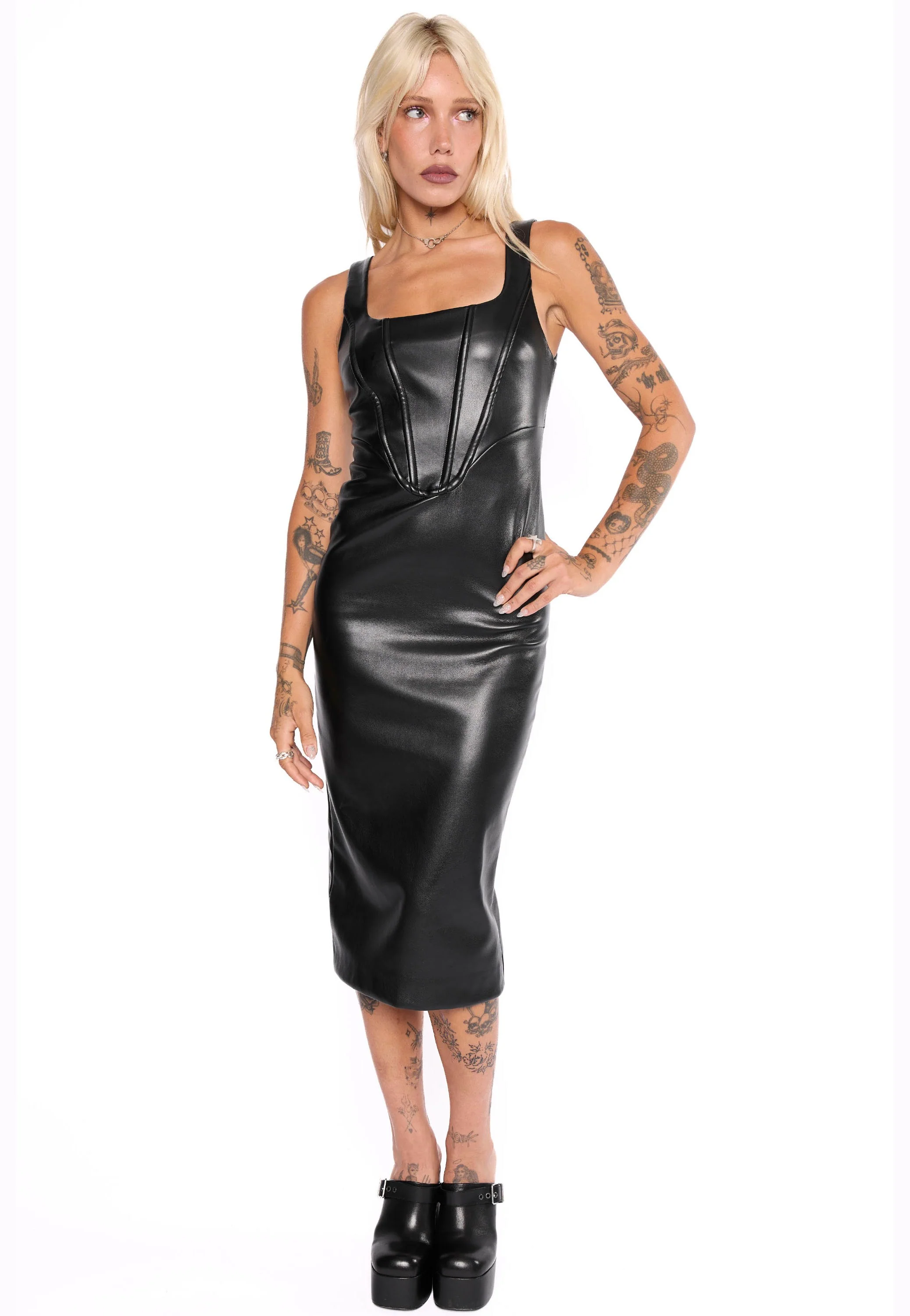 Mary Wyatt - Halle Faux Leather Corset Black - Dress