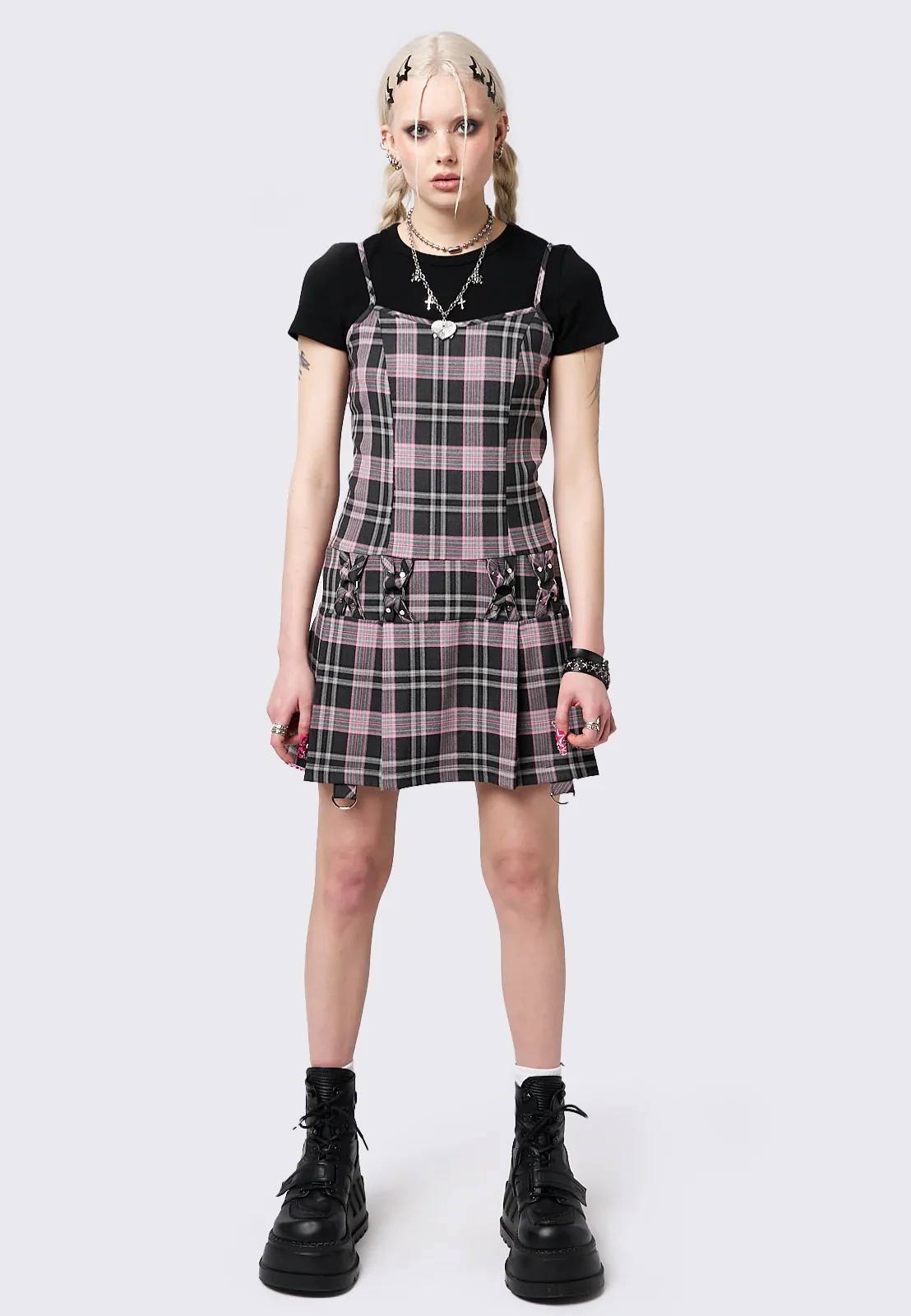 Minga London - Camila Straps Plaid Pink - Dress - Image 2