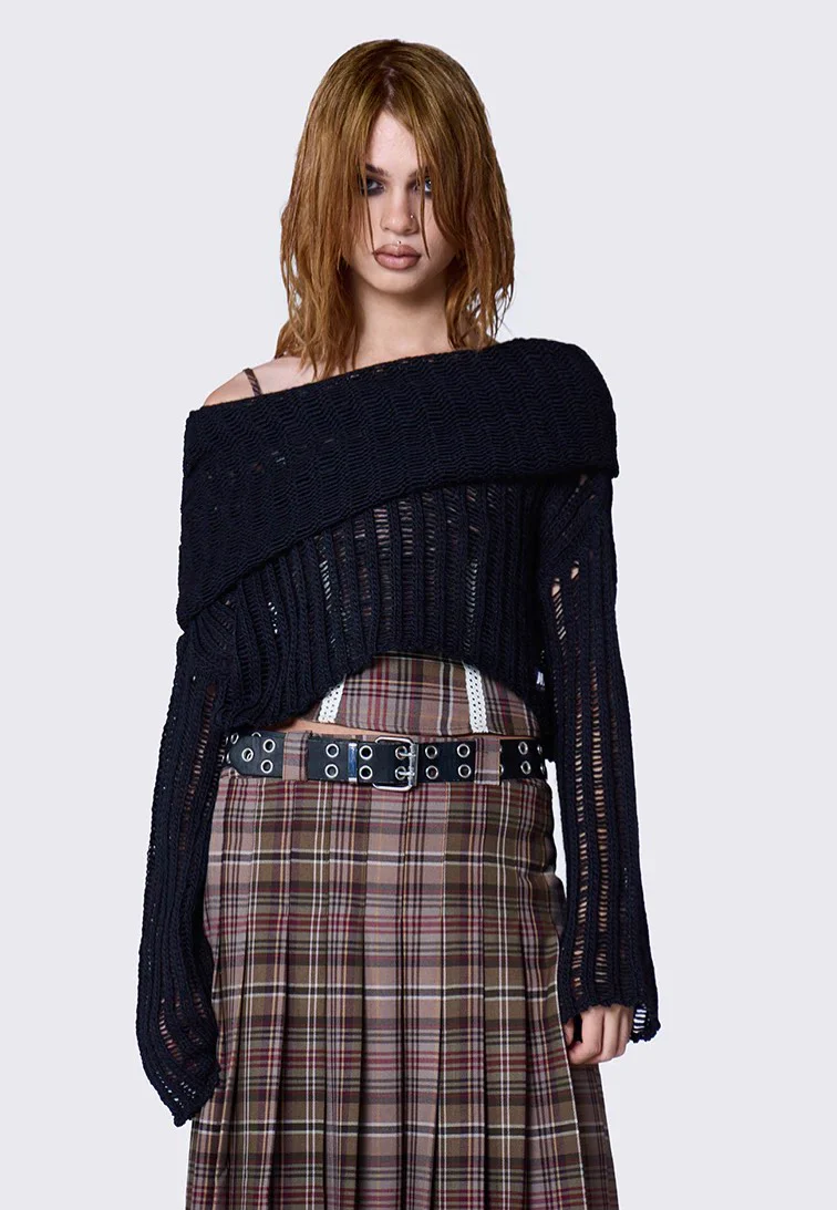 Minga London - Dexie Hooded Crop Black - Pullover - Image 2