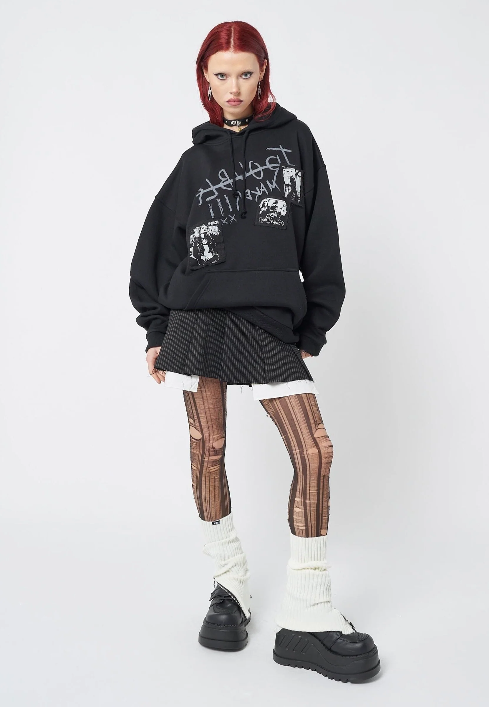 Minga London - Troublemaker Patches Black - Hoodie - Image 2
