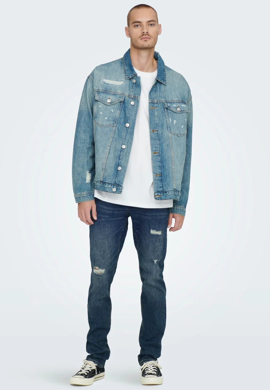 Only & Sons - Loom Slim Damage Blue Denim - Jeans - Image 3