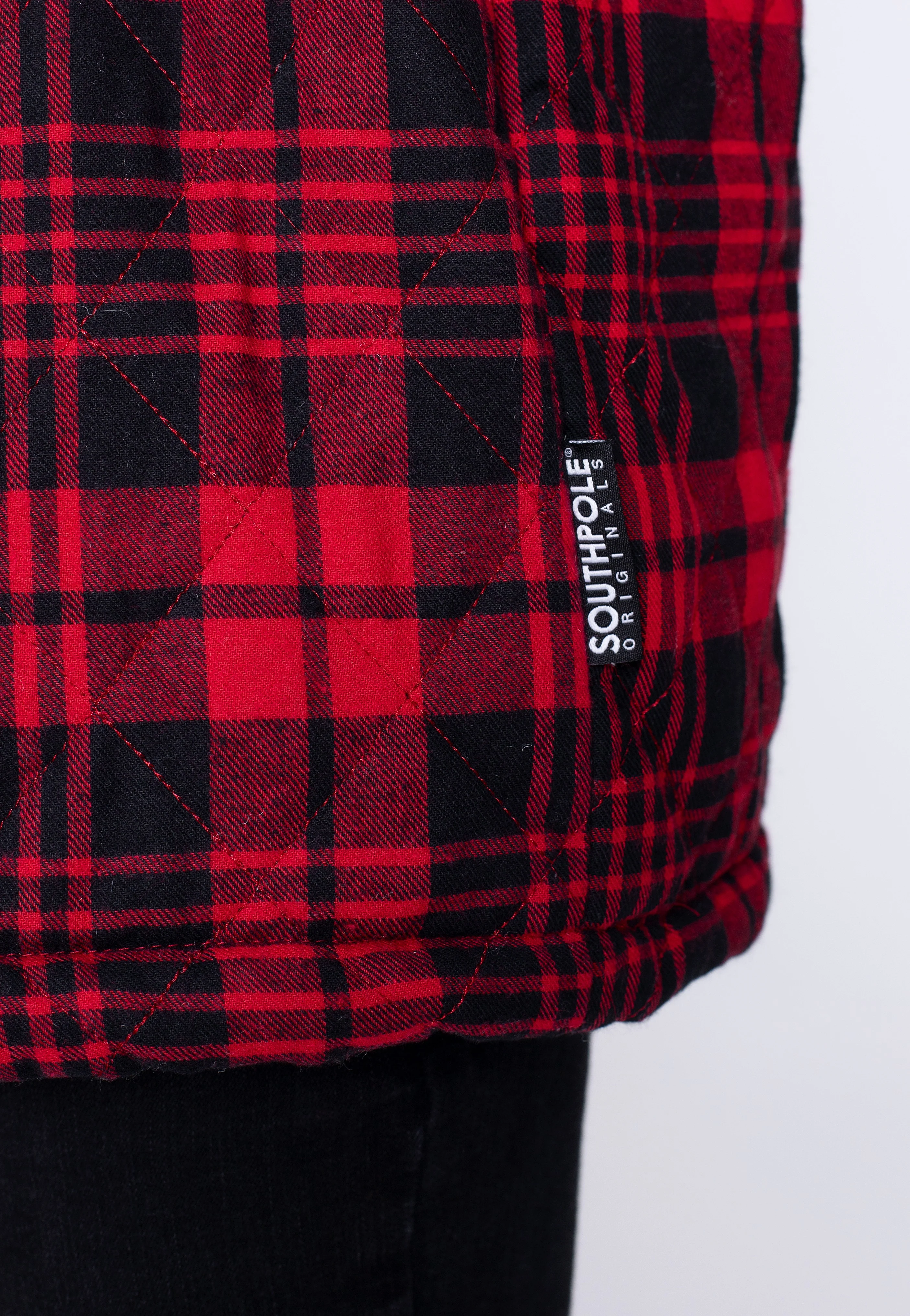 Southpole - Southpole Flannel Quilted Darkred - Track Jacket - Image 4