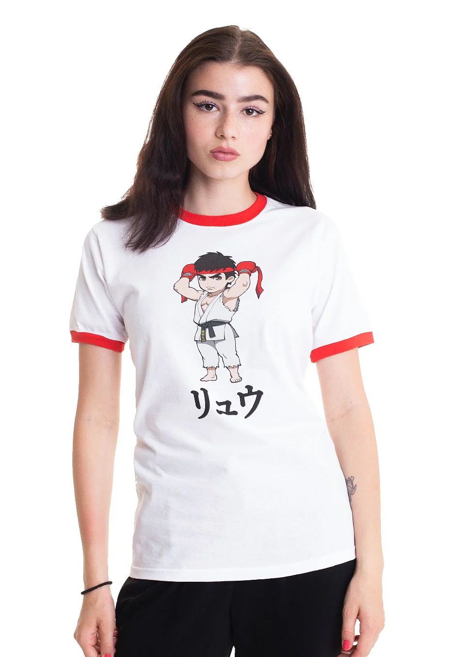 Street Fighter - Chibi Ryu Ringer White - T-Shirt - Image 5