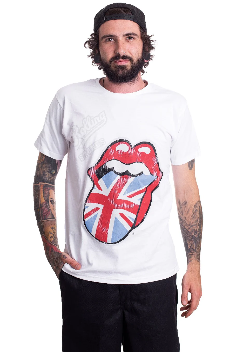 The Rolling Stones - Vtge British Tongue White - T-Shirt - Image 3