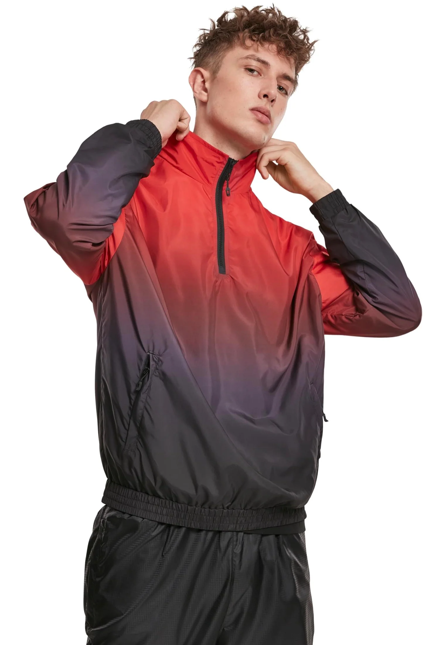 Urban Classics - Gradient Pull Over Jacket Black/Red - Jacket