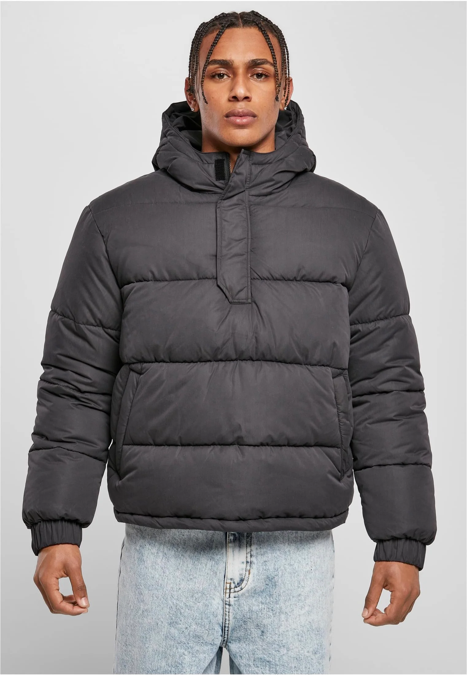 Urban Classics - Hooded Cropped Pull Over Down Black - Jacket - Image 2