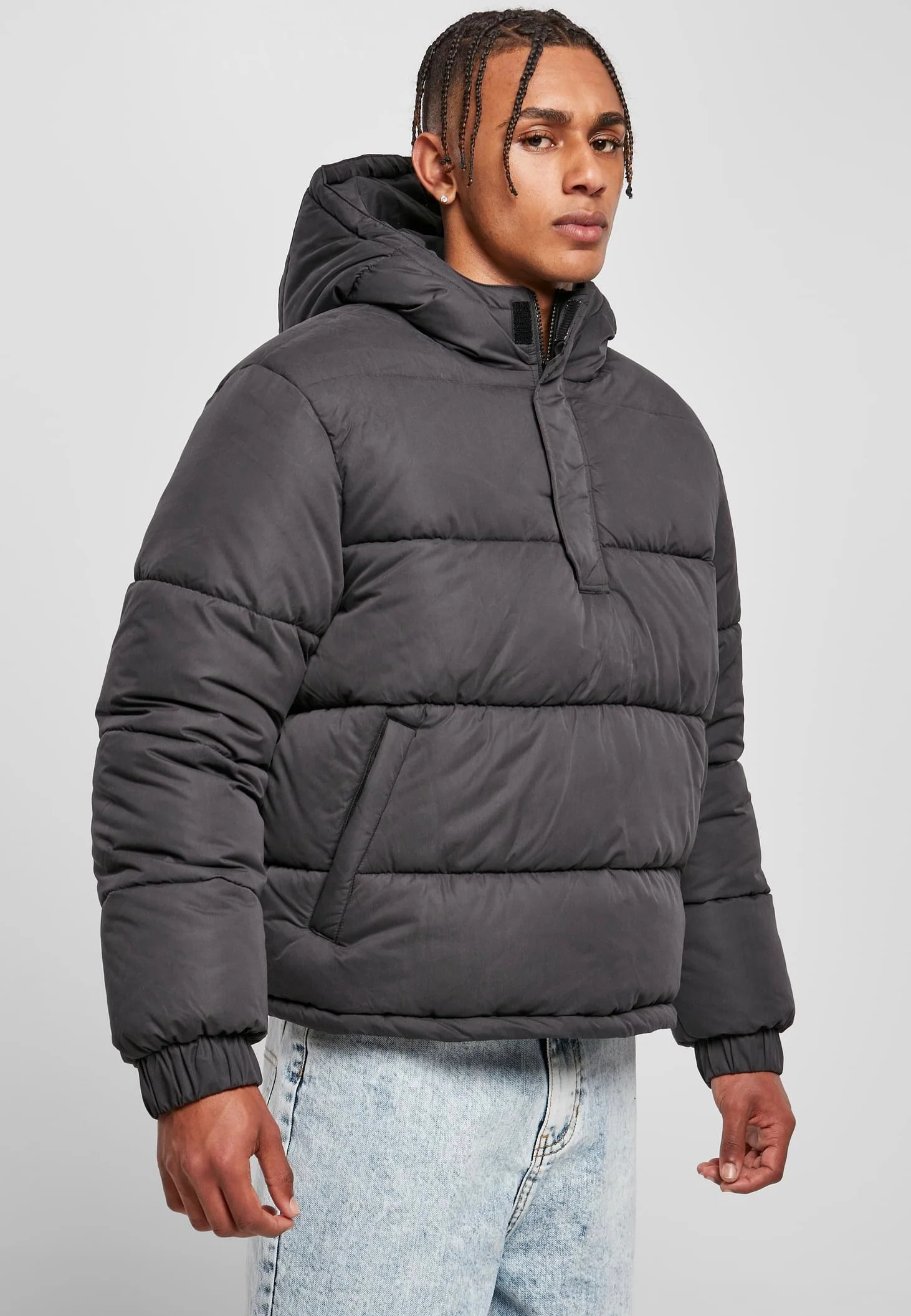 Urban Classics - Hooded Cropped Pull Over Down Black - Jacket - Image 4