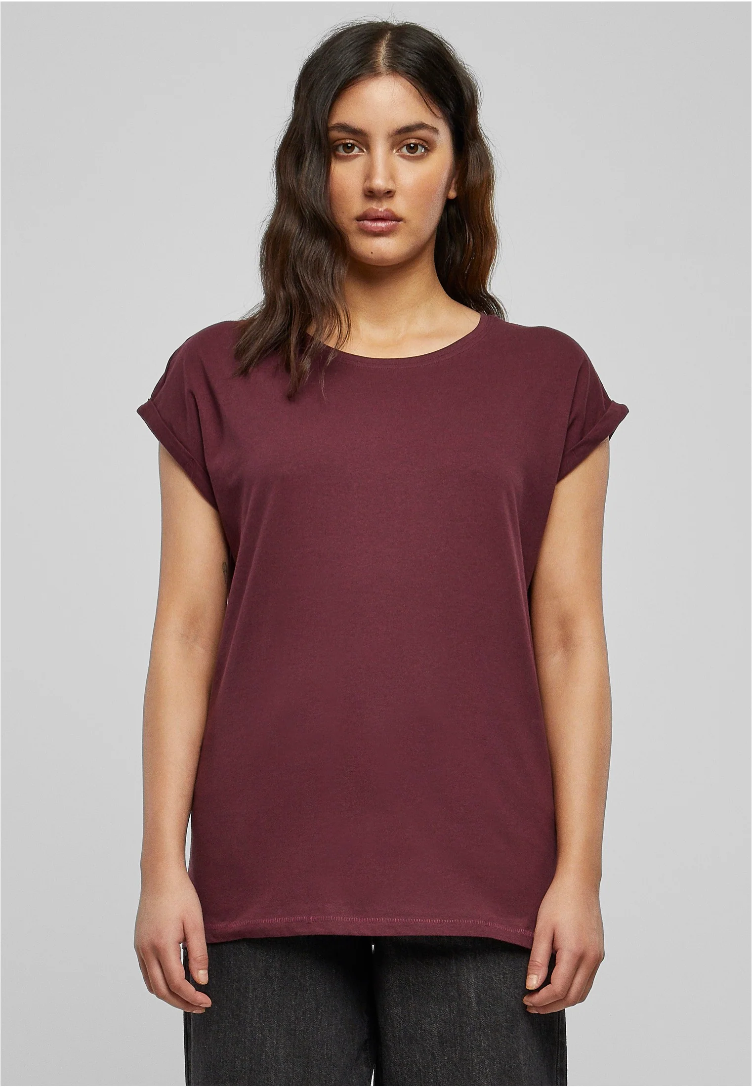 Urban Classics - Ladies Extended Shoulder Redwine - T-Shirt - Image 4