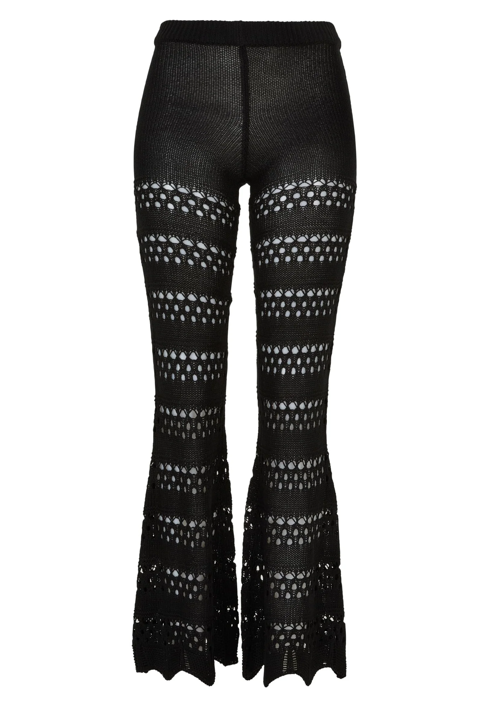 Urban Classics - Ladies Flared Crochet Knit Black - Pants - Image 6