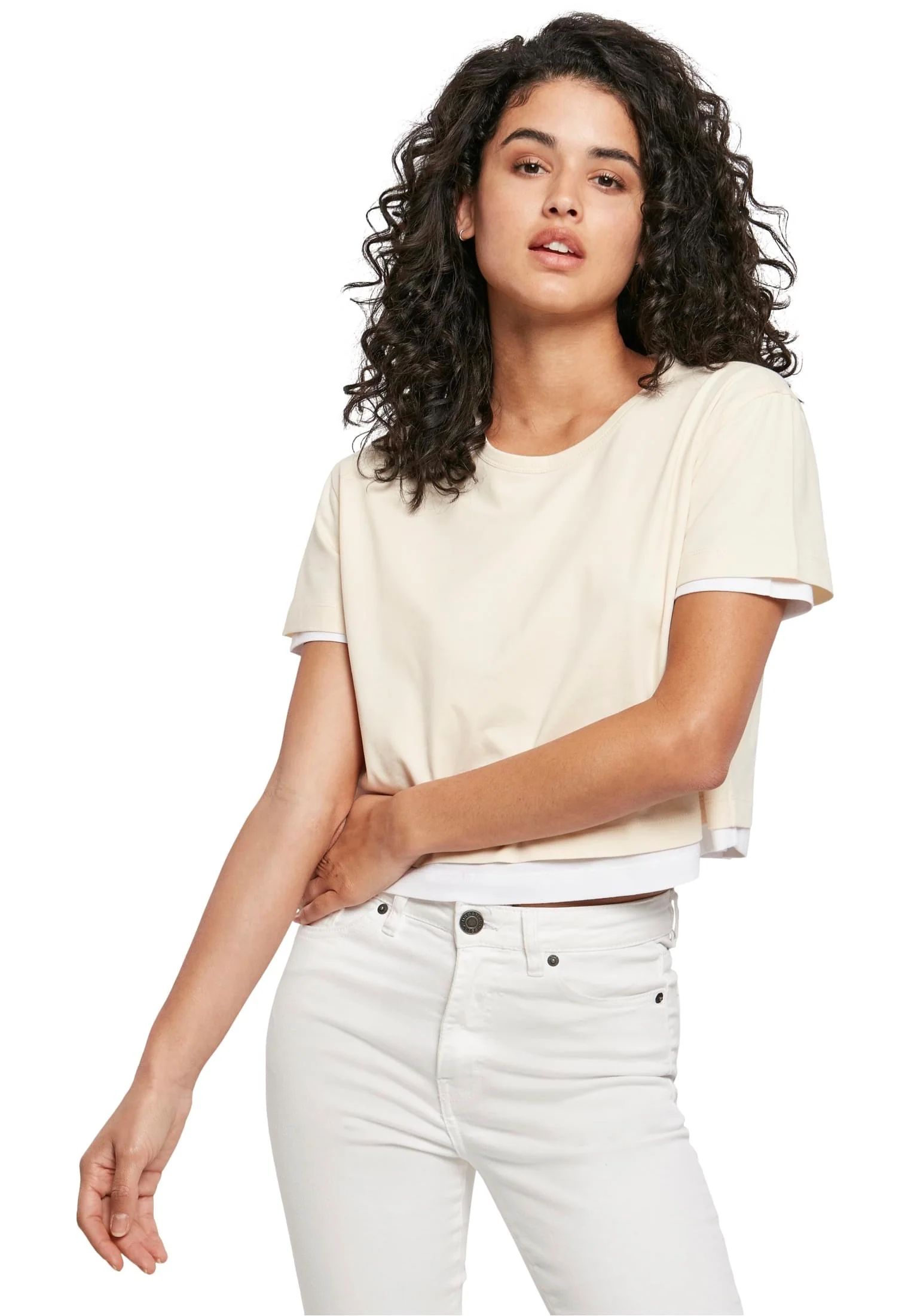 Urban Classics - Ladies Full Double Layered Whitesand/White - T-Shirt - Image 5