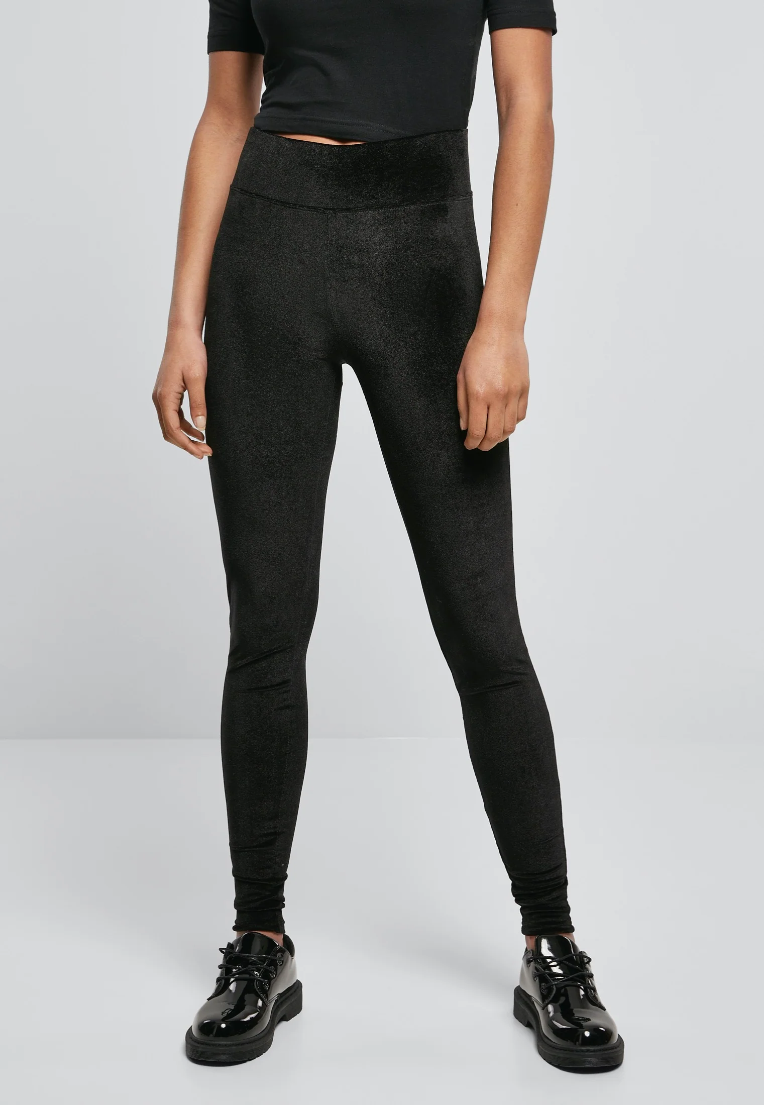 Urban Classics - Ladies High Waist Velvet Black - Leggings