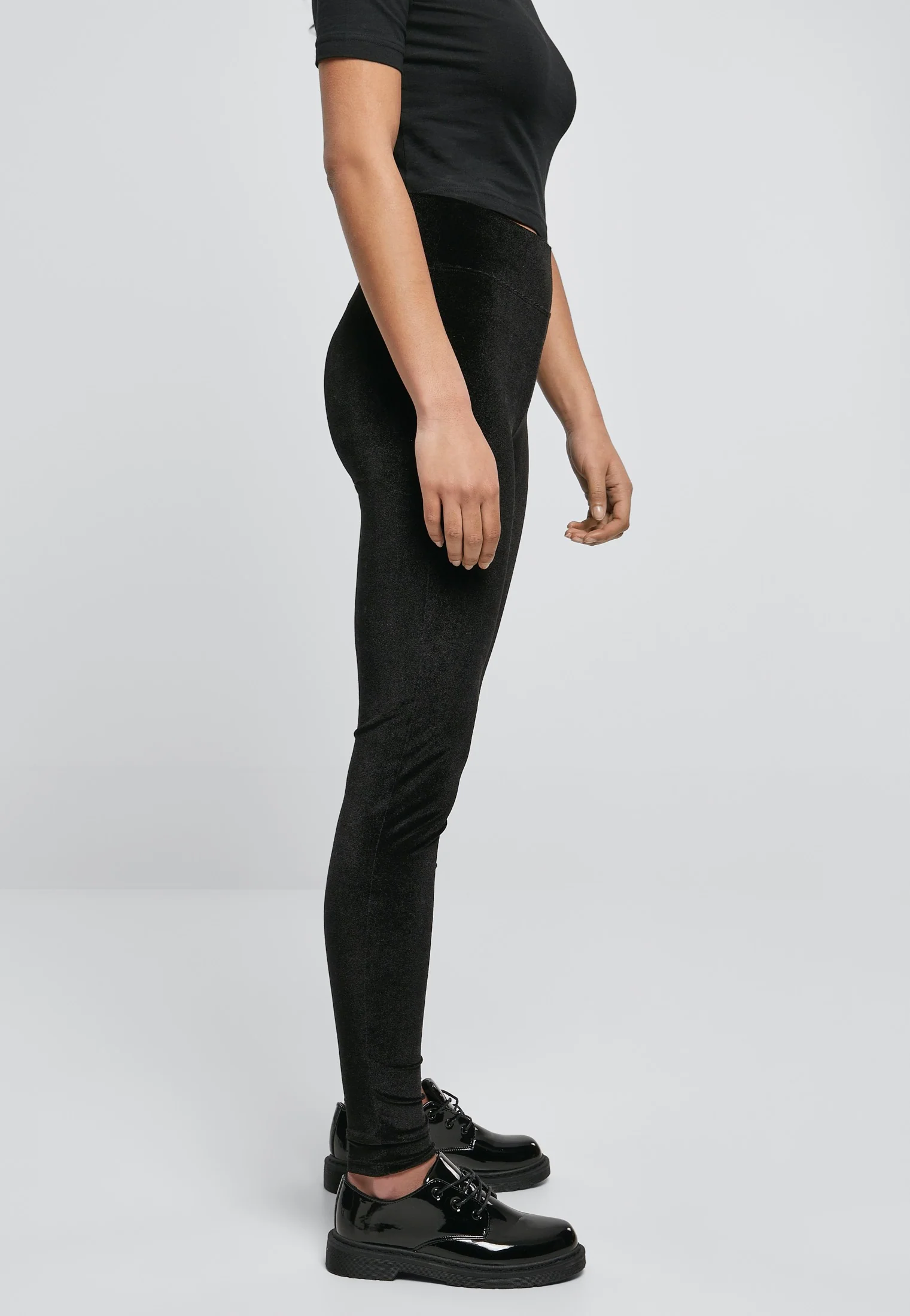 Urban Classics - Ladies High Waist Velvet Black - Leggings - Image 3