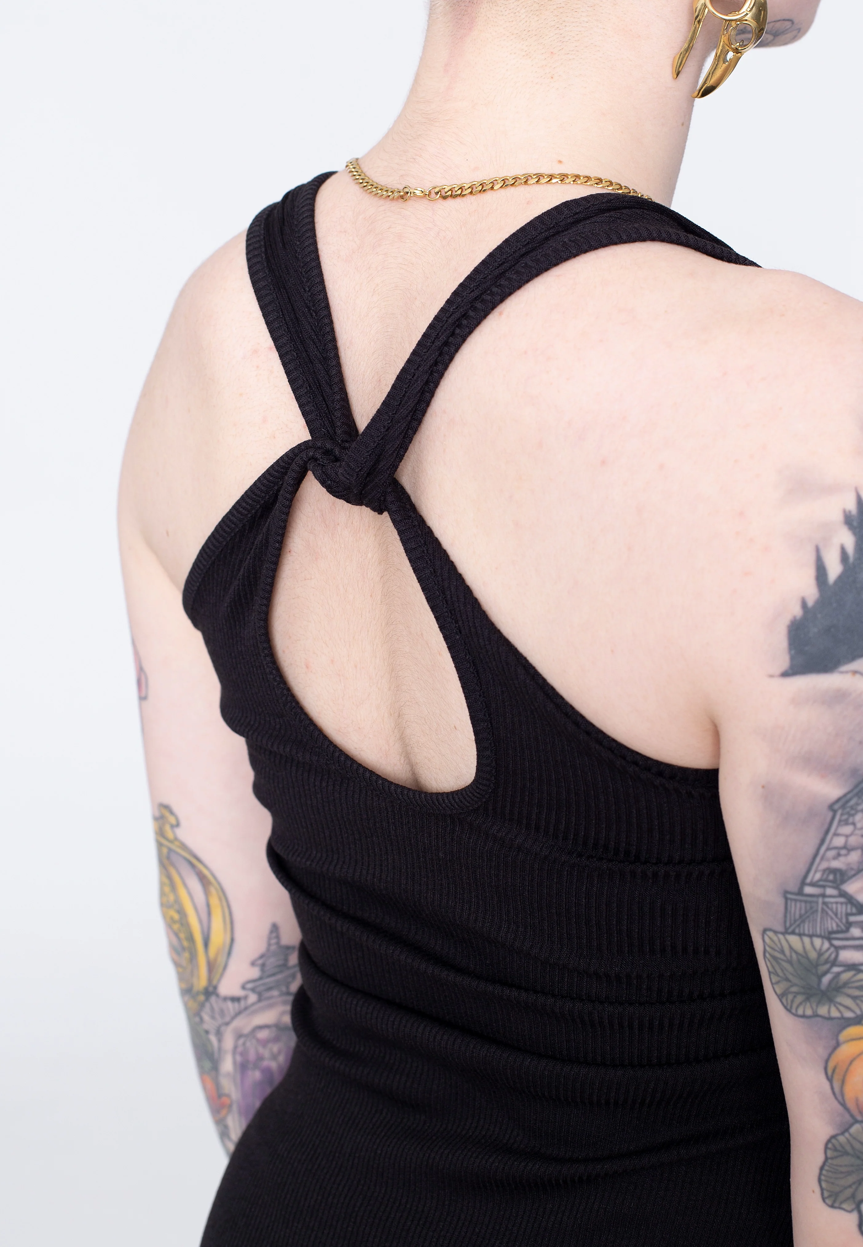 Urban Classics - Ladies Midi Sleeveless Rib Black - Dress - Image 2