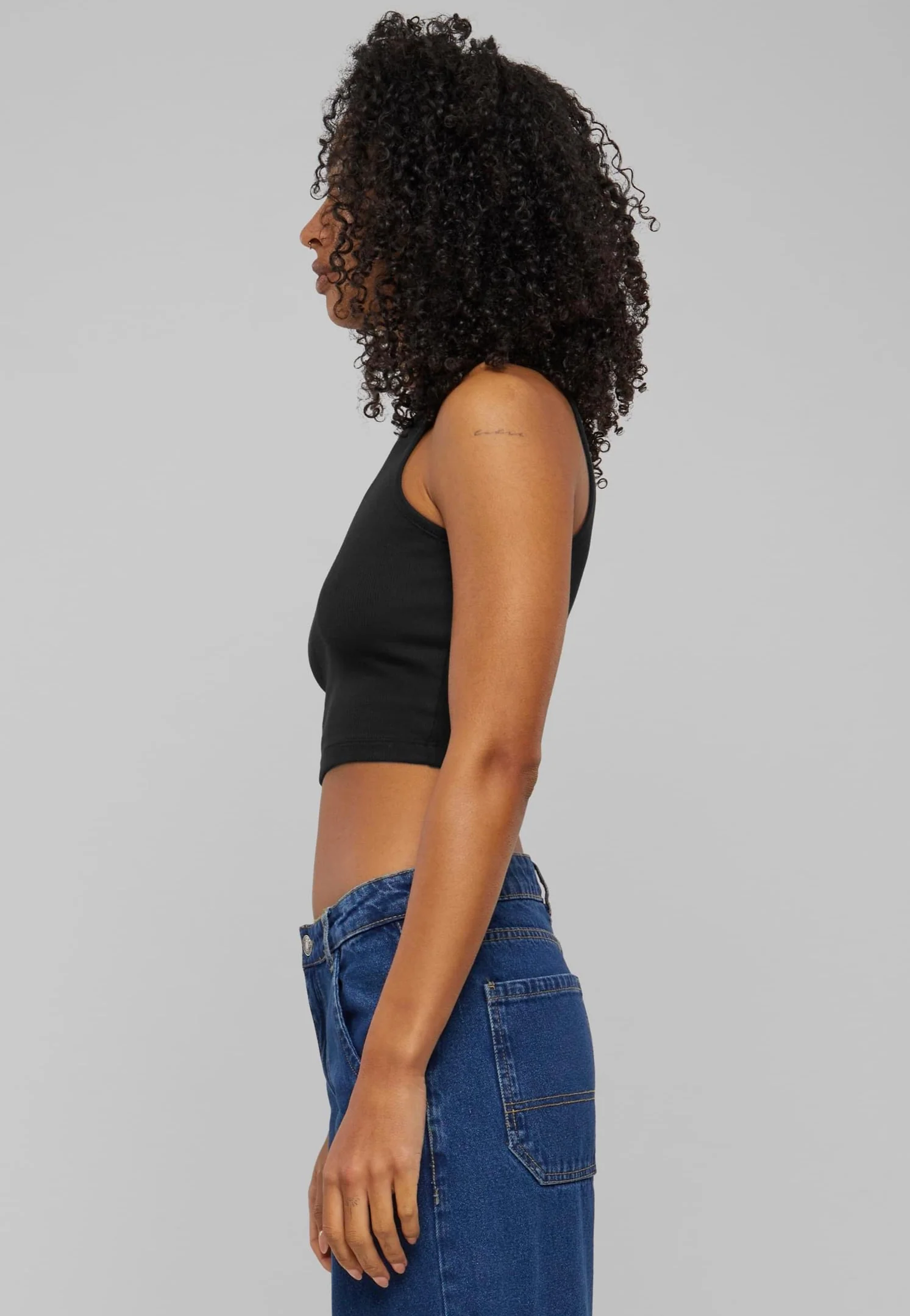 Urban Classics - Ladies Organic Cropped Rib Black - Top - Image 5