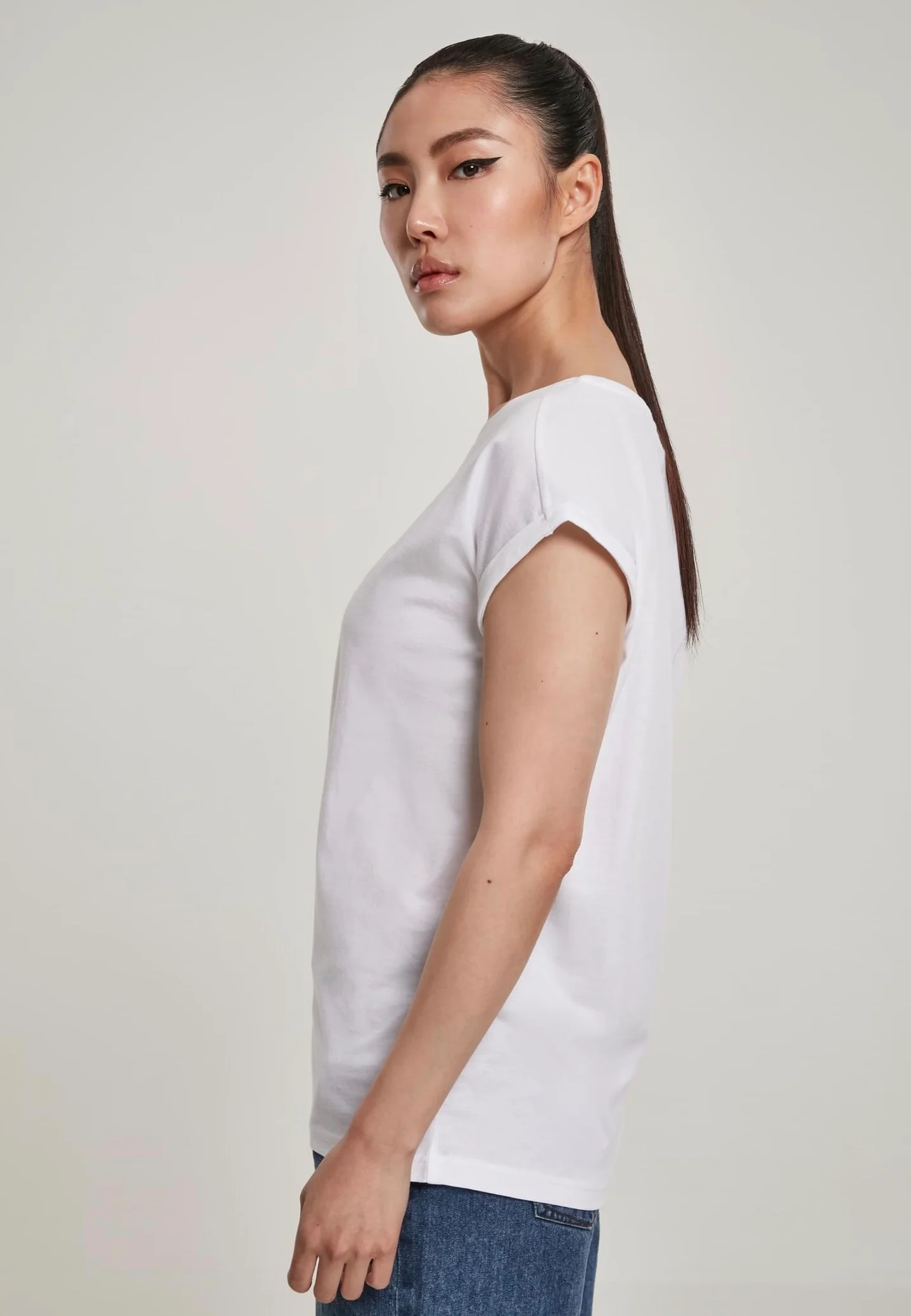 Urban Classics - Ladies Organic Extended Shoulder White - T-Shirt - Image 4