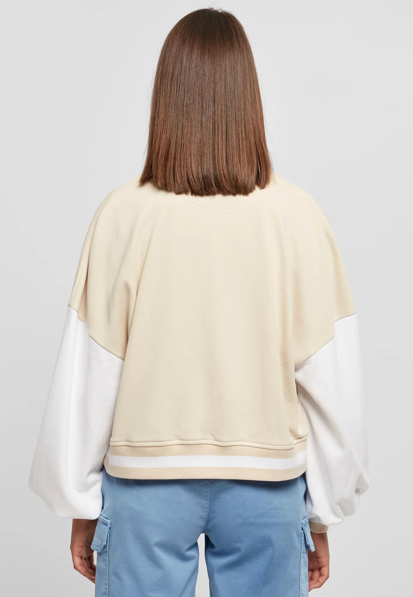 Urban Classics - Ladies Oversized 2 Tone College Terry Softseagrass/White - College Jacket - Image 5