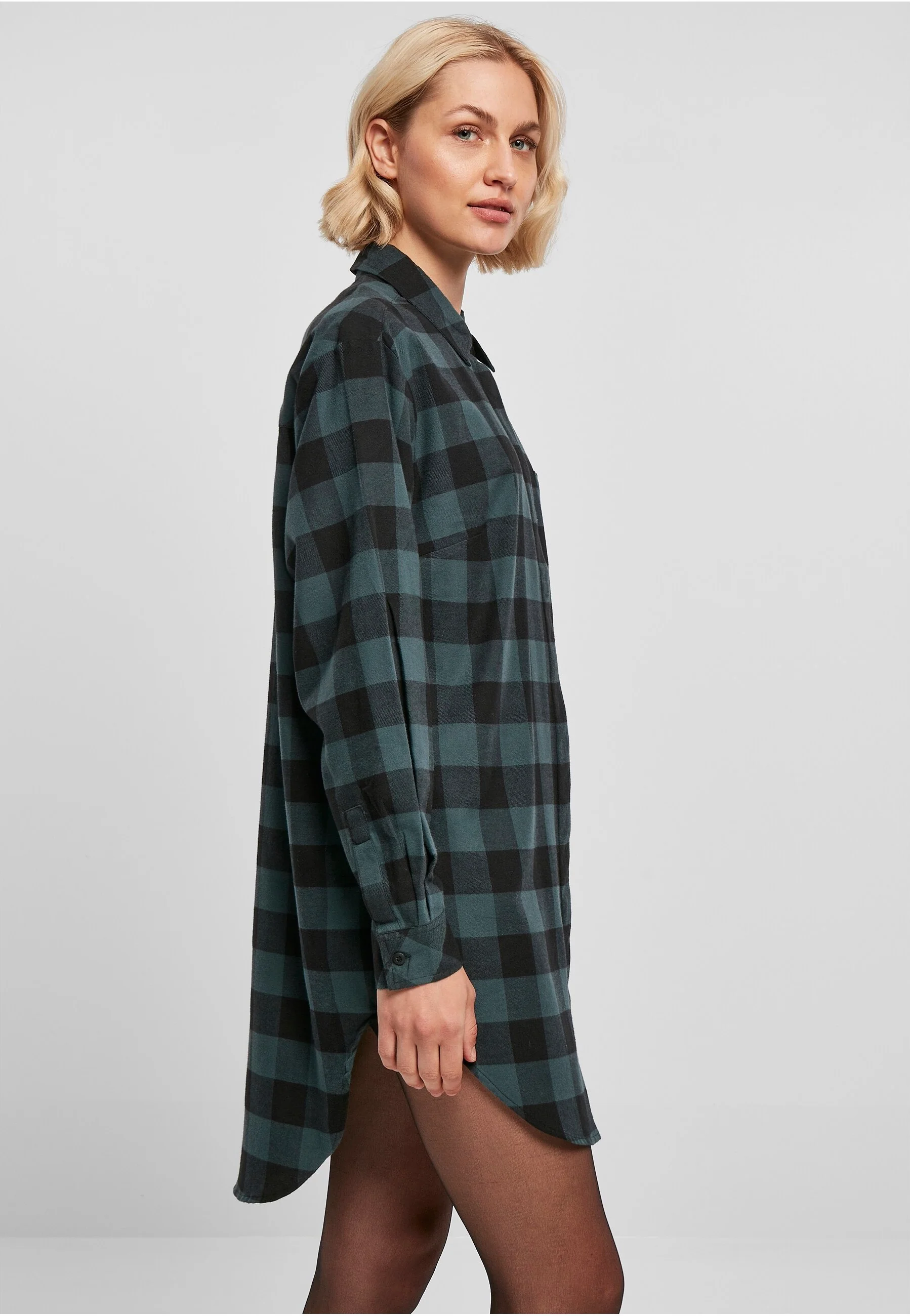 Urban Classics - Ladies Oversized Check Flannel Jasper/Black - Dress - Image 3