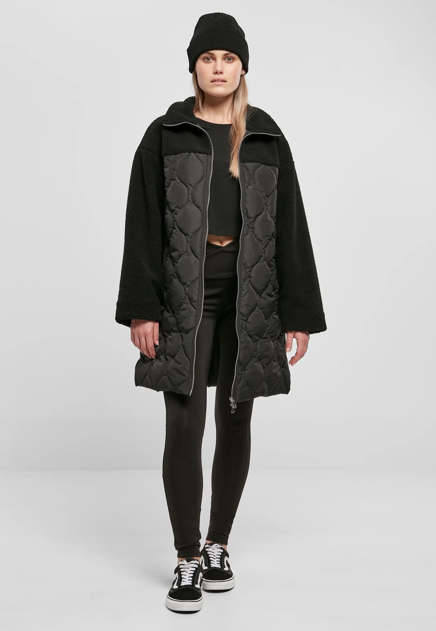 Urban Classics - Ladies Oversized Sherpa Quilted Black - Jacket - Image 5