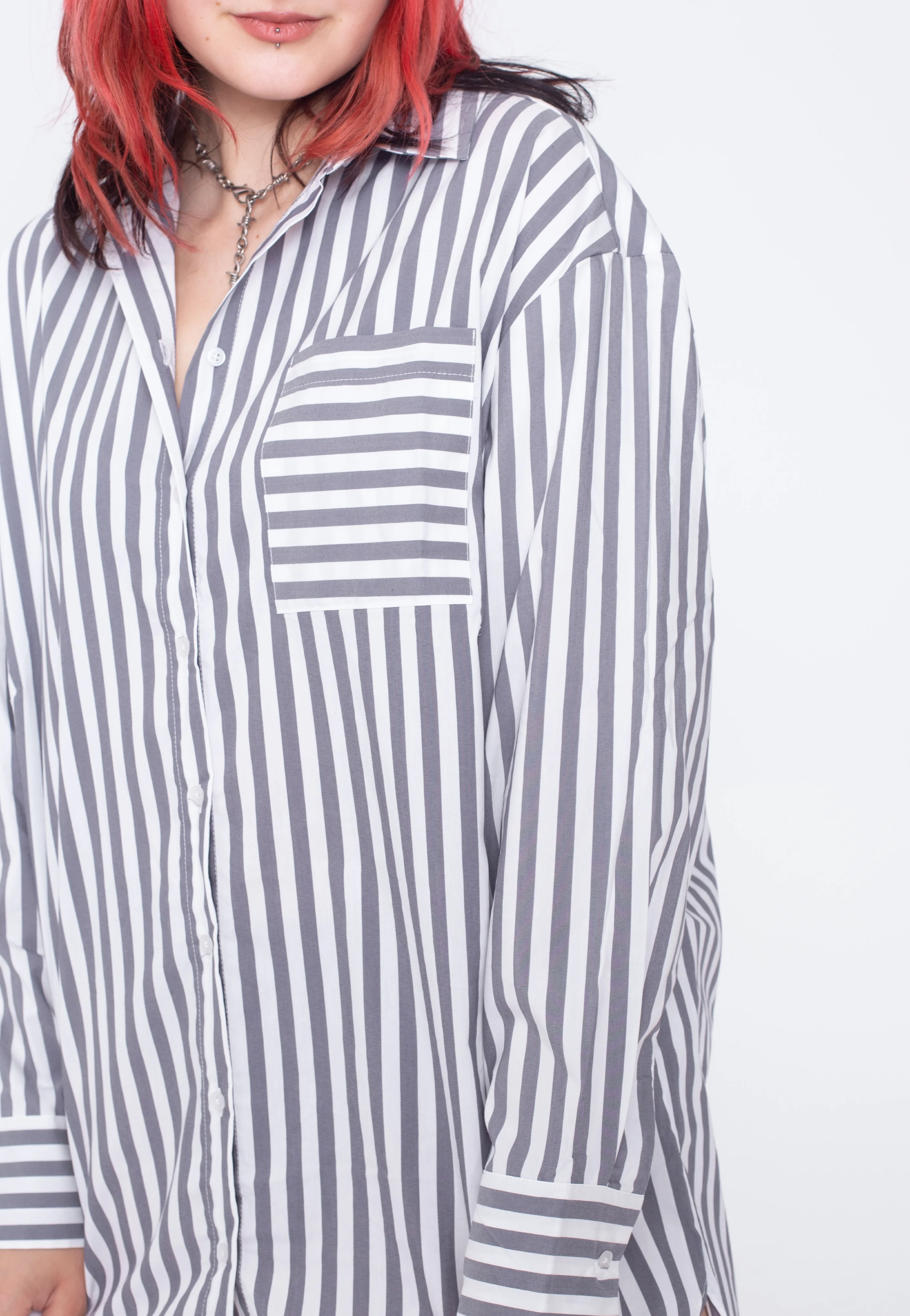 Urban Classics - Ladies Oversized Stripe White/Darkshadow - Shirt - Image 5