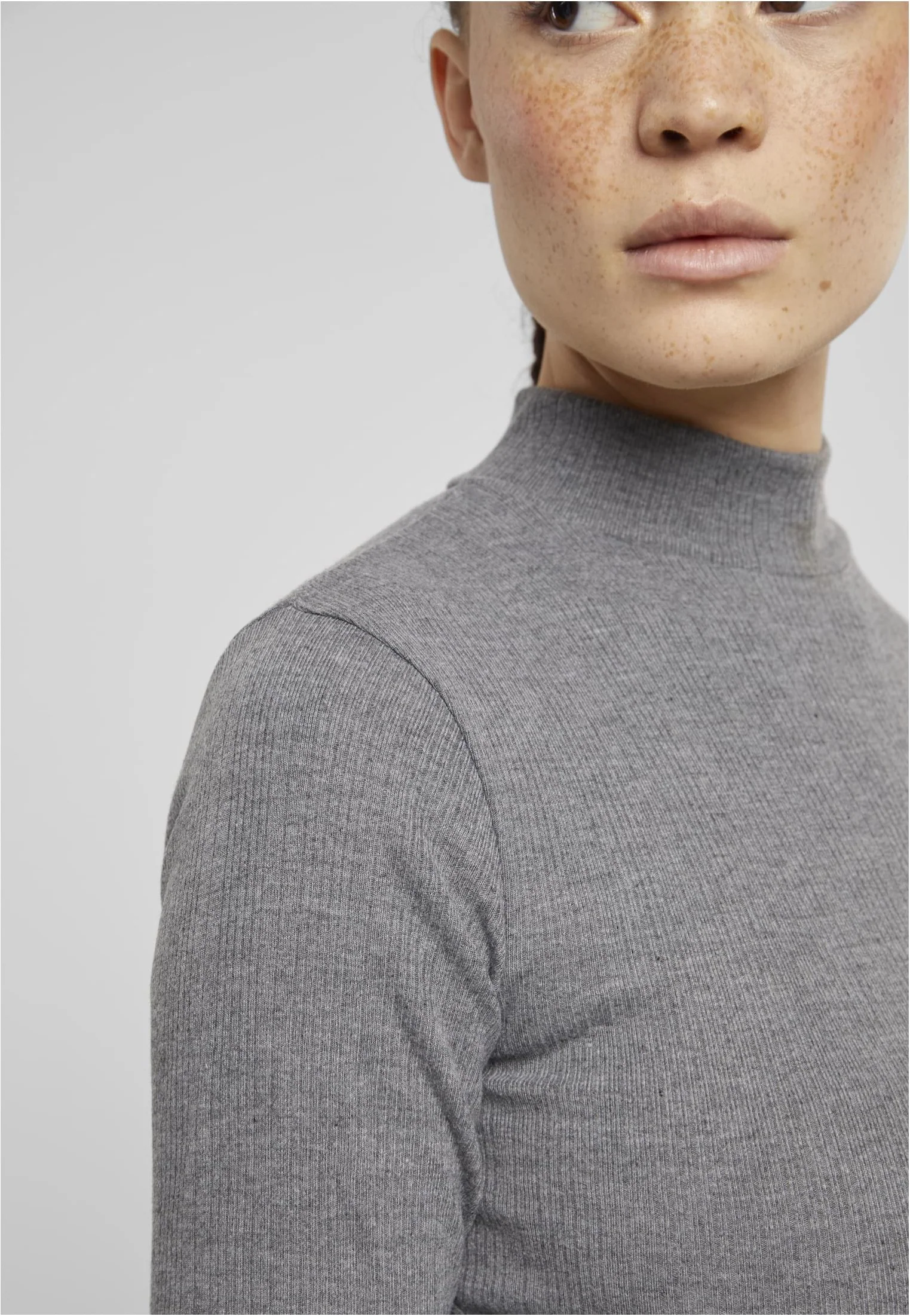 Urban Classics - Ladies Rib Longsleeve Mockneck Darkgreymelange - Dress - Image 7