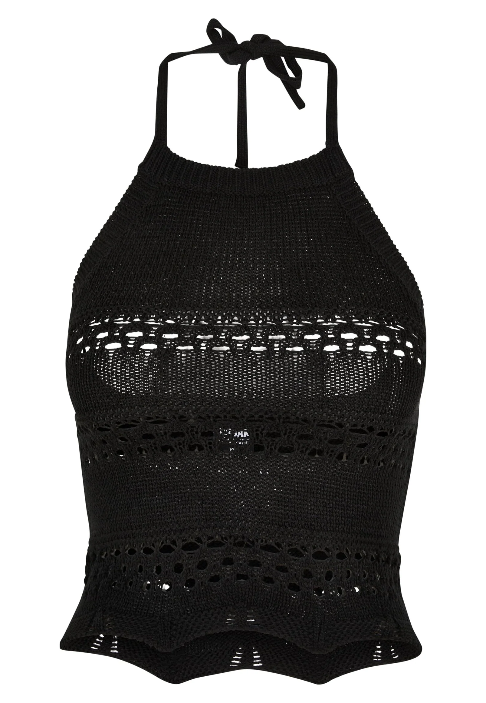 Urban Classics - Ladies Short Crochet Knit Neckholder Black - Top - Image 7