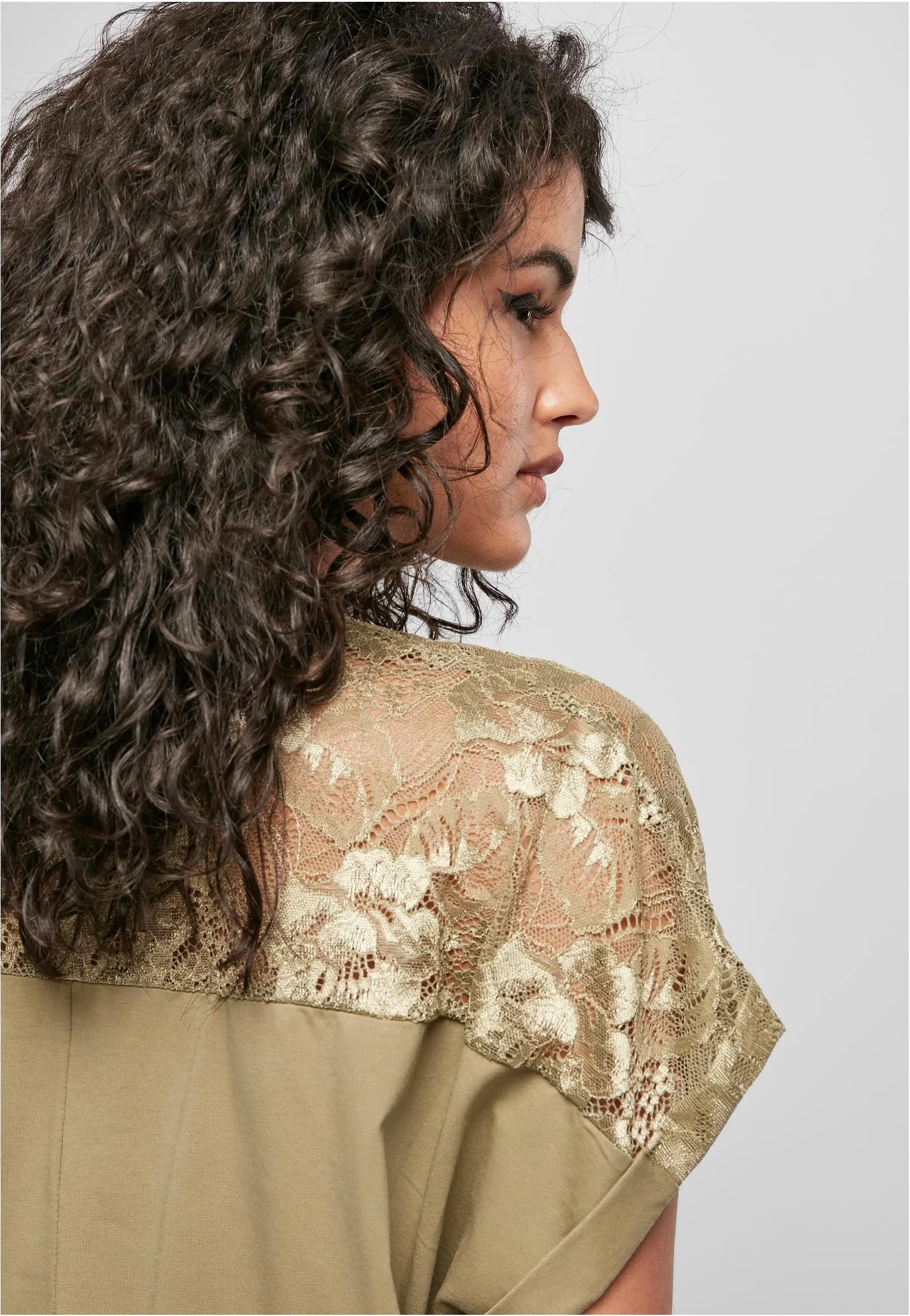 Urban Classics - Ladies Short Oversized Lace Khaki - T-Shirt - Image 5