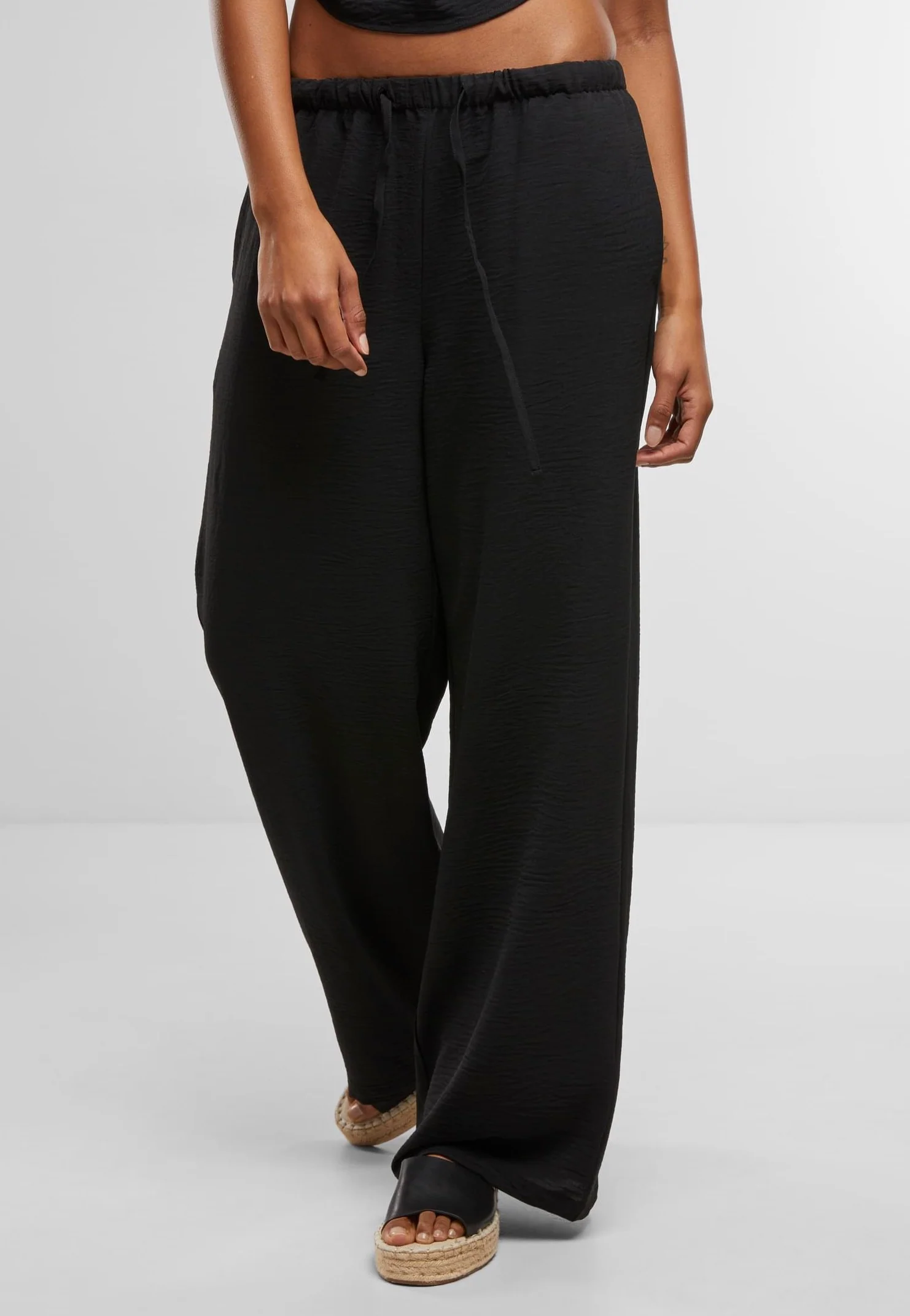 Urban Classics - Ladies Structured Wideleg Black - Pants