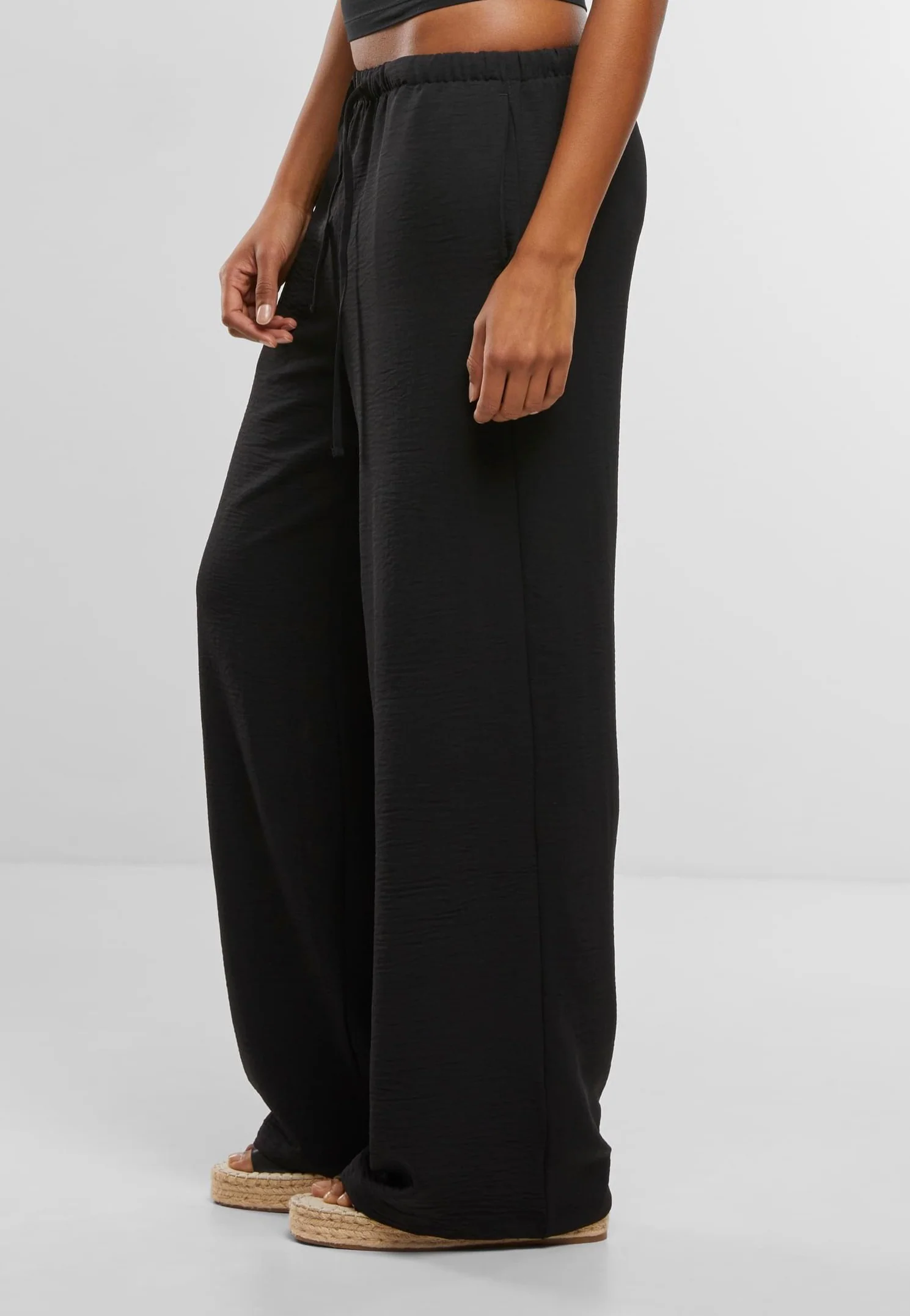 Urban Classics - Ladies Structured Wideleg Black - Pants - Image 5