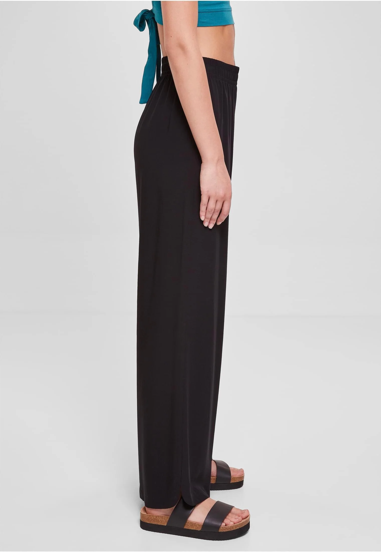 Urban Classics - Ladies Wide Leg Viscose Black - Pants - Image 3