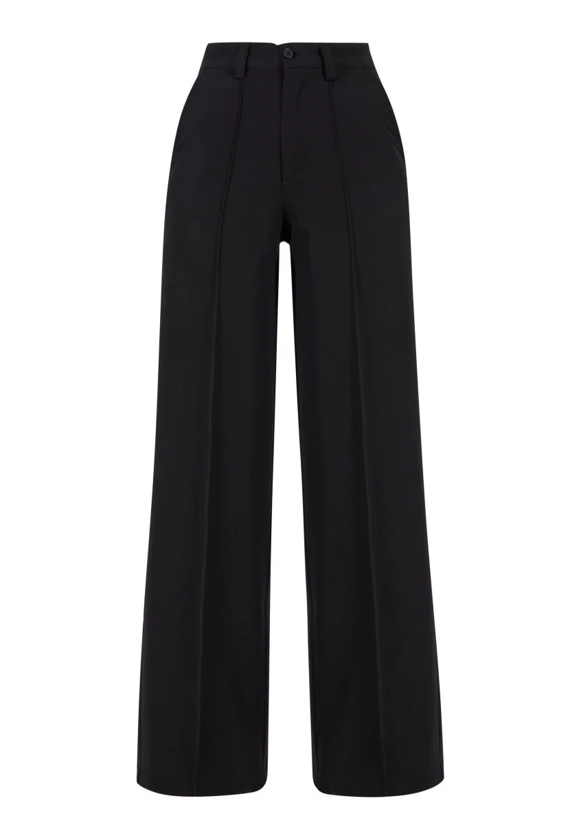 Urban Classics - Ladies Wide Pleated Black - Pants - Image 5