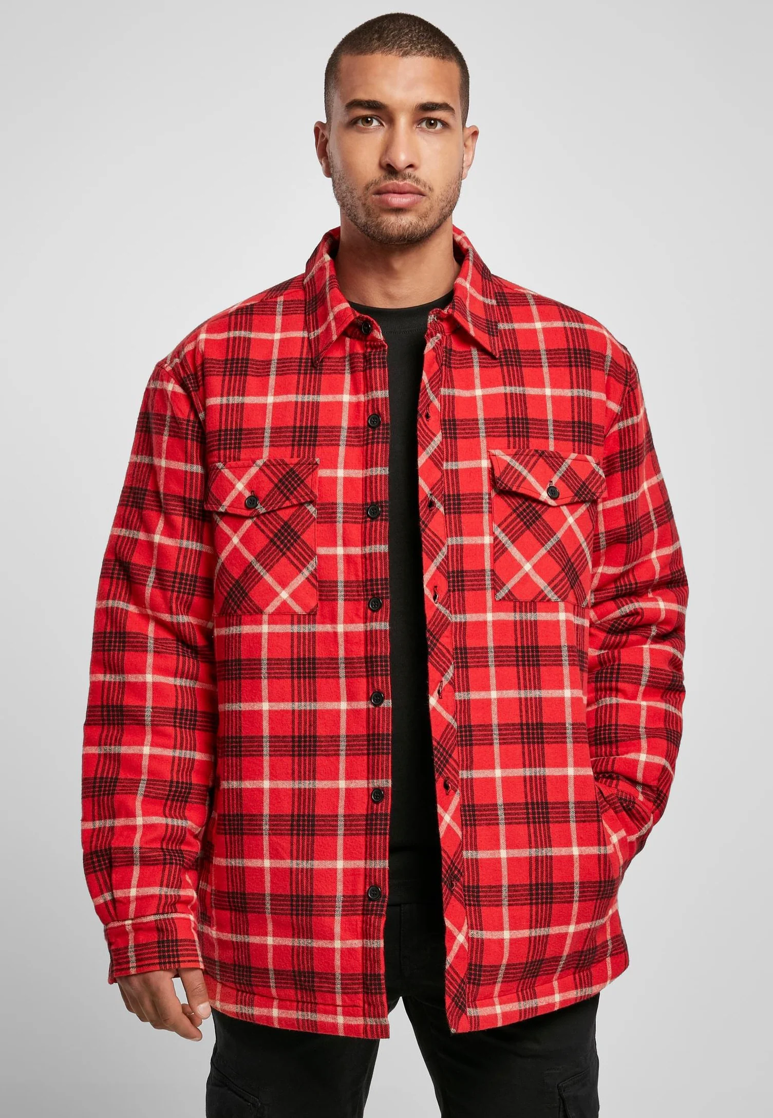 Urban Classics - Plaid Quilted Red/Black - Jacket