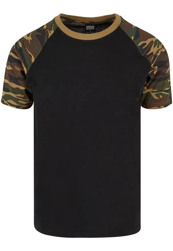 Urban Classics - Raglan Contrast Black/Woodcamo - T-Shirt - Image 4