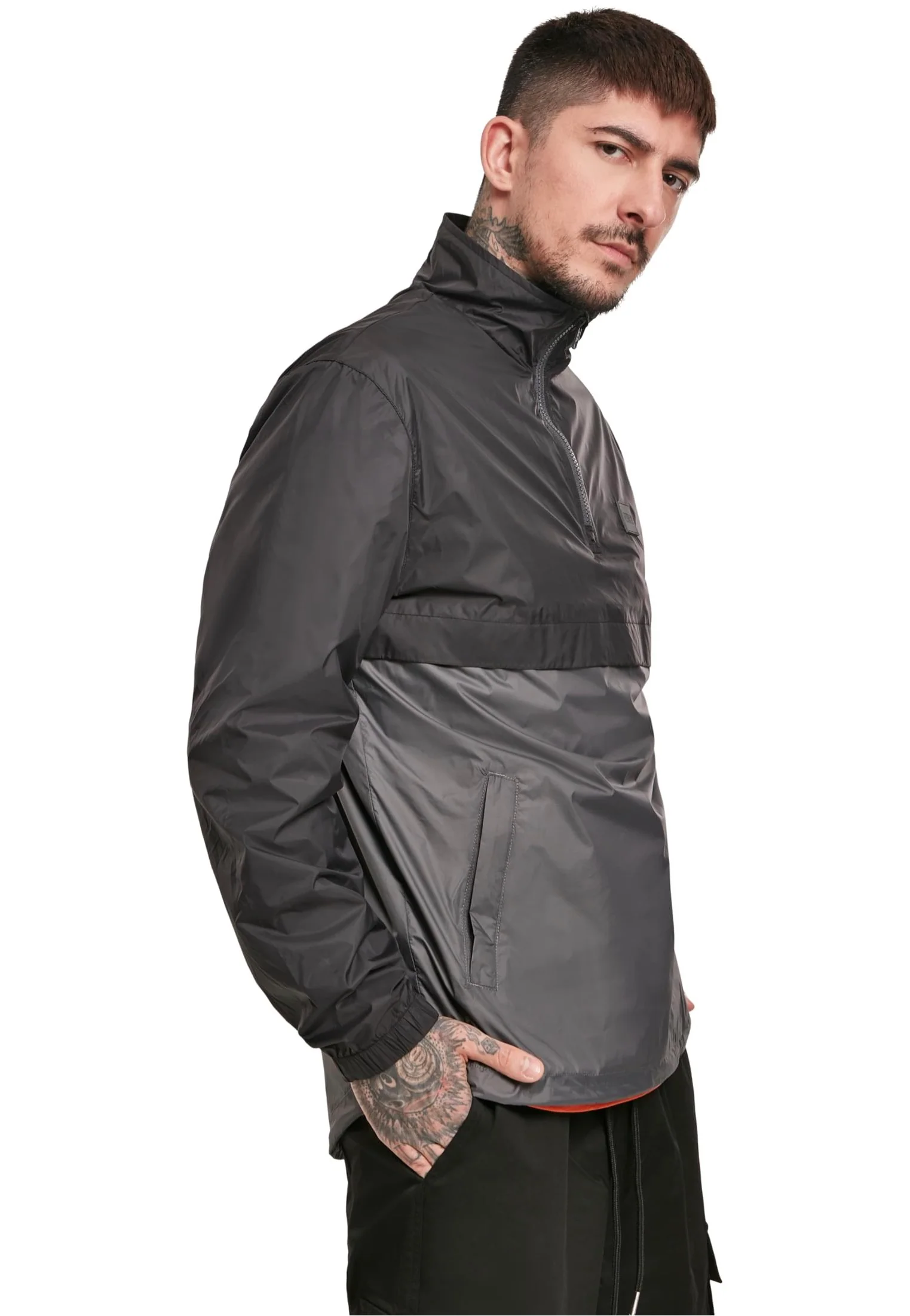 Urban Classics - Stand Up Collar Pull Over Black/Darkshadow - Windbreaker - Image 6