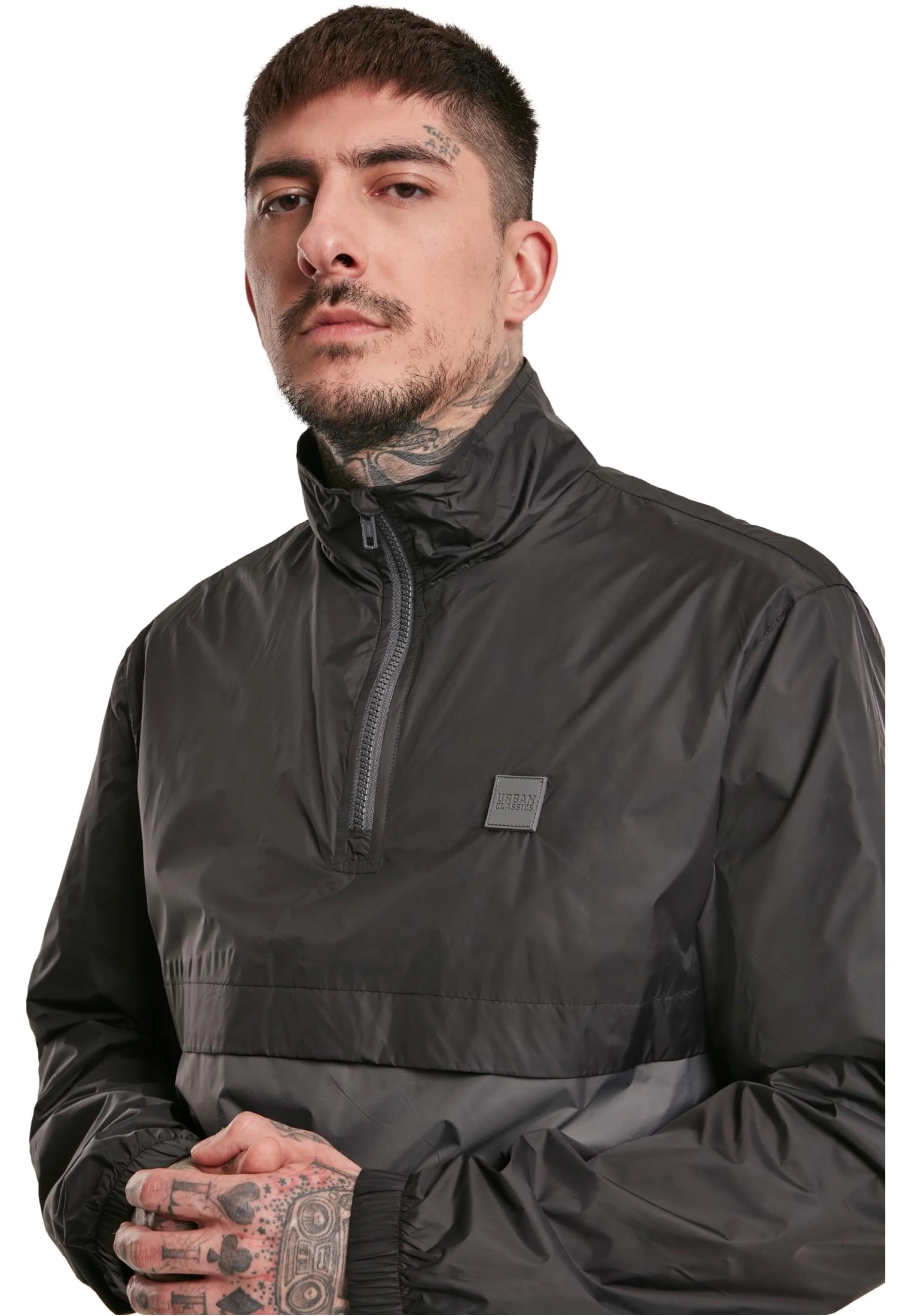 Urban Classics - Stand Up Collar Pull Over Black/Darkshadow - Windbreaker - Image 7