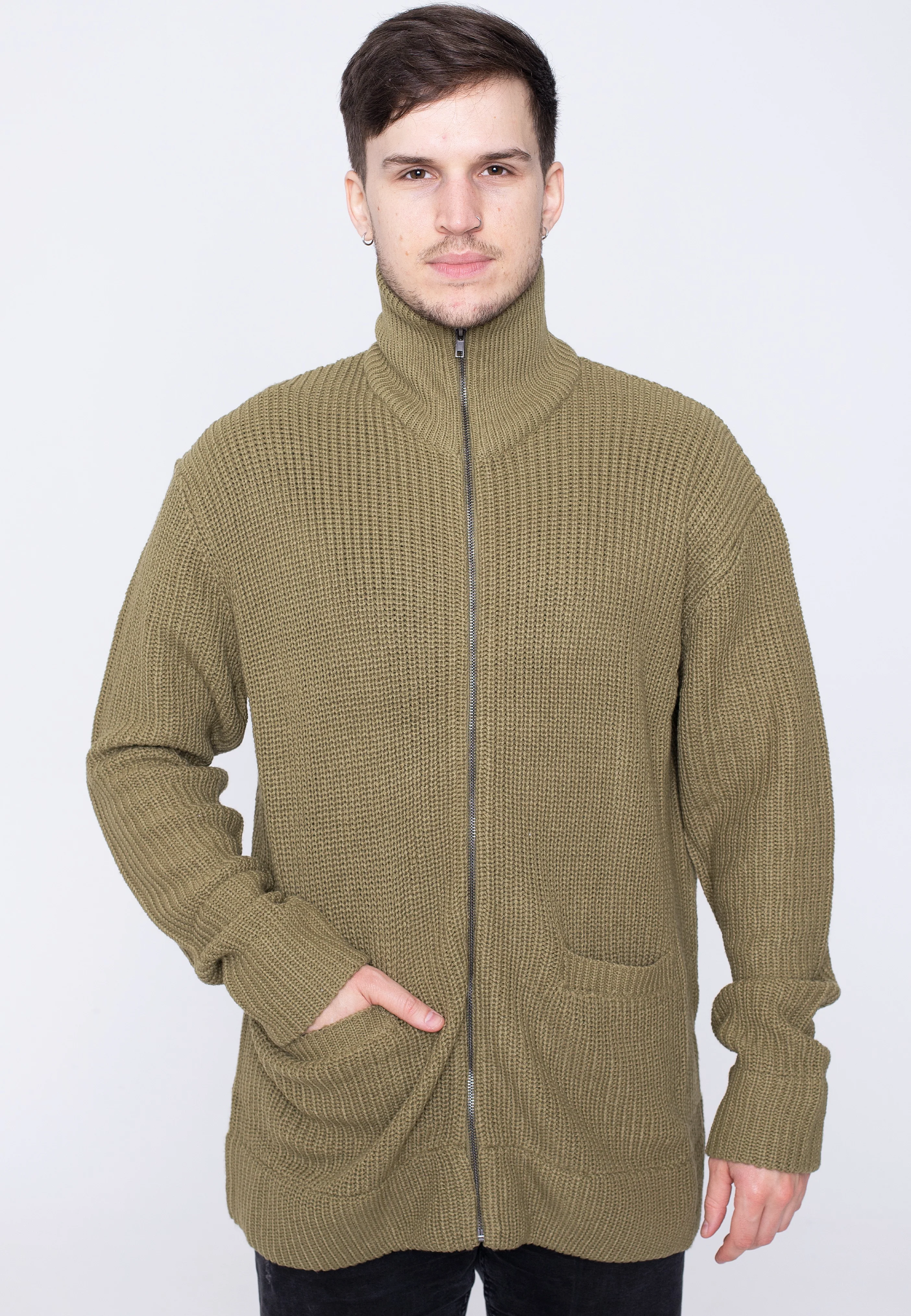 Urban Classics - Zip Tini Olive - Cardigan