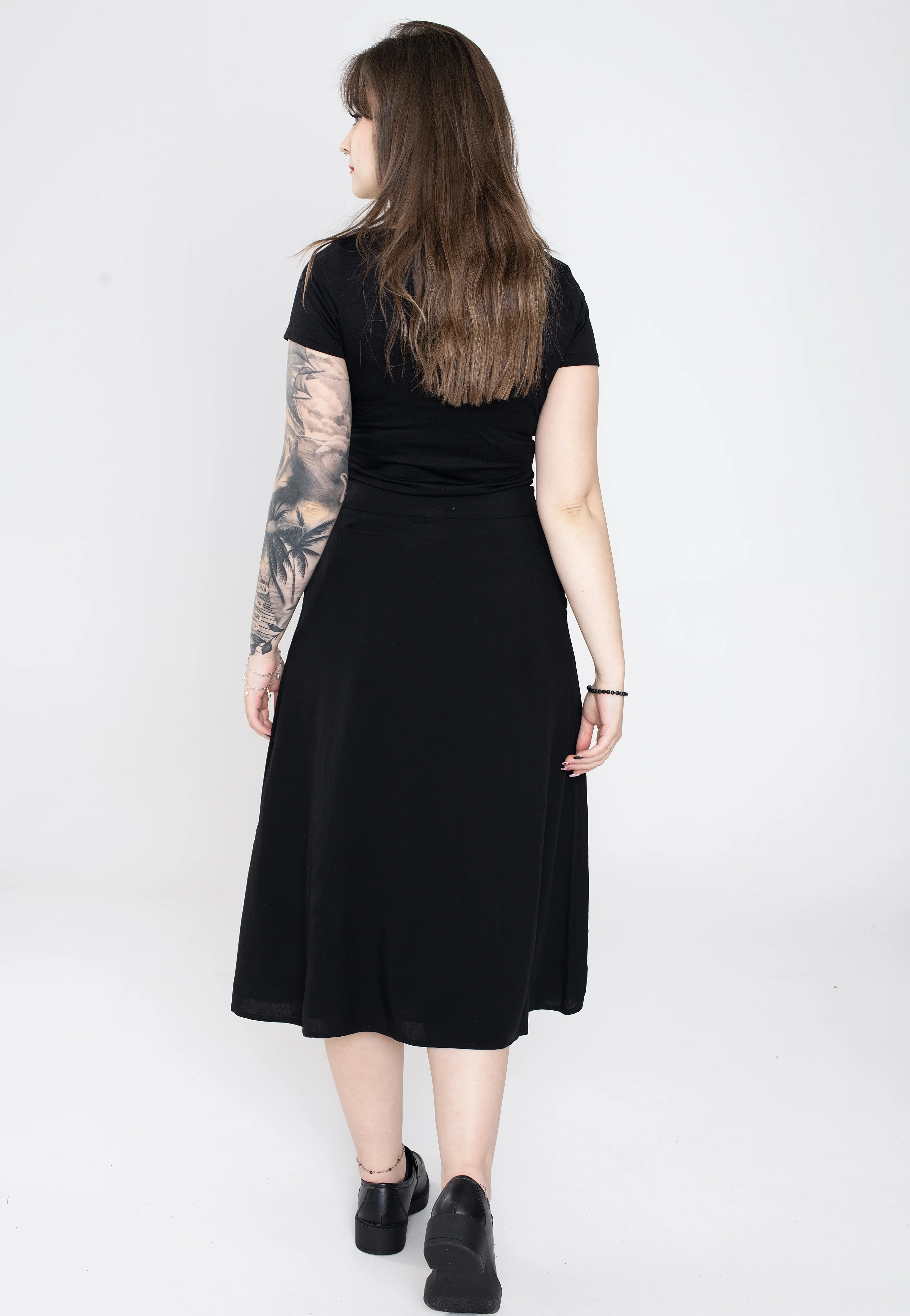 Voodoo Vixen - Heart Button Midi Black - Skirt - Image 5
