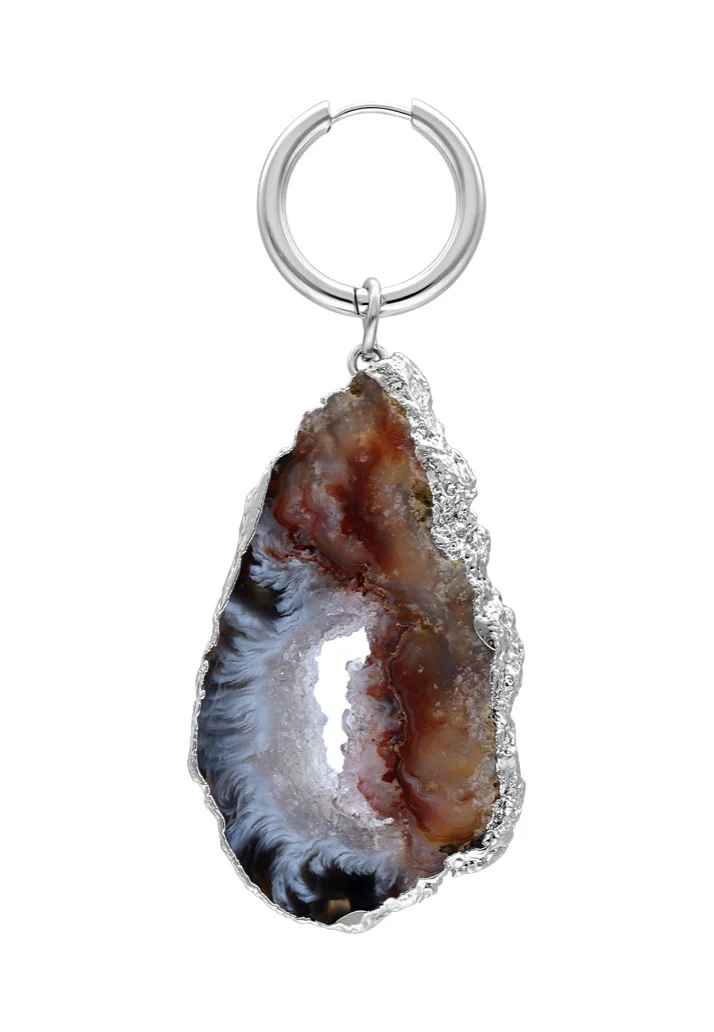 Wildcat - Little Indian Agate Large Silver - Earrings - Image 3