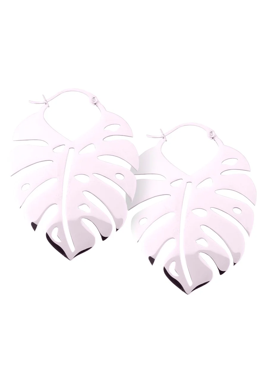 Wildcat - Monstera Leaf Hoops (Pair) Silver - Earrings