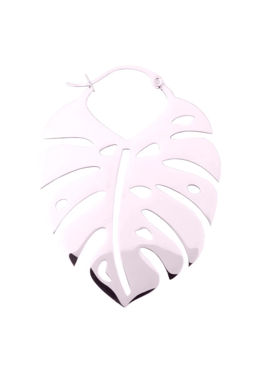 Wildcat - Monstera Leaf Hoops (Pair) Silver - Earrings - Image 2