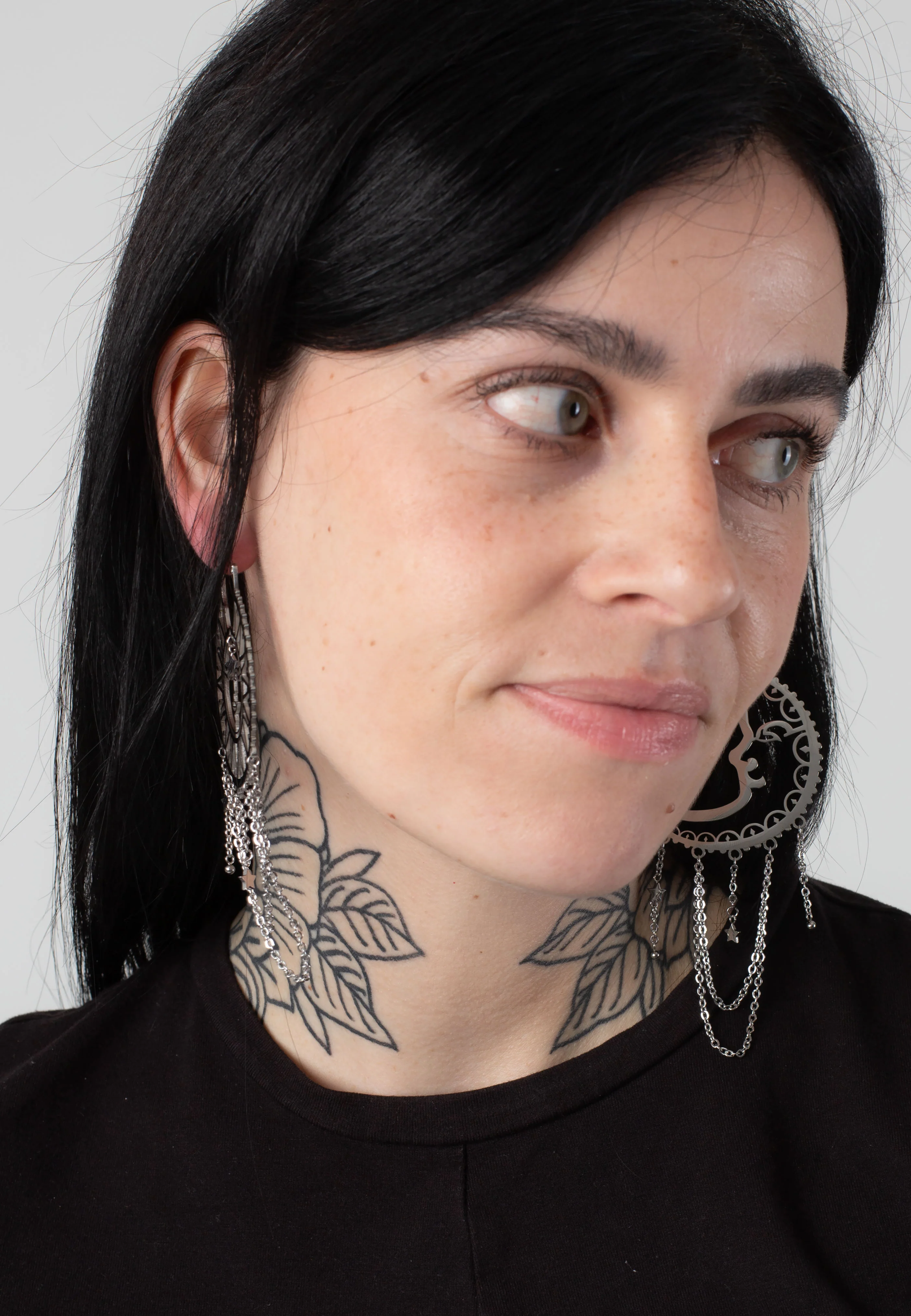 Wildcat - Oldschool Sun Moon Silver - Earrings - Image 3