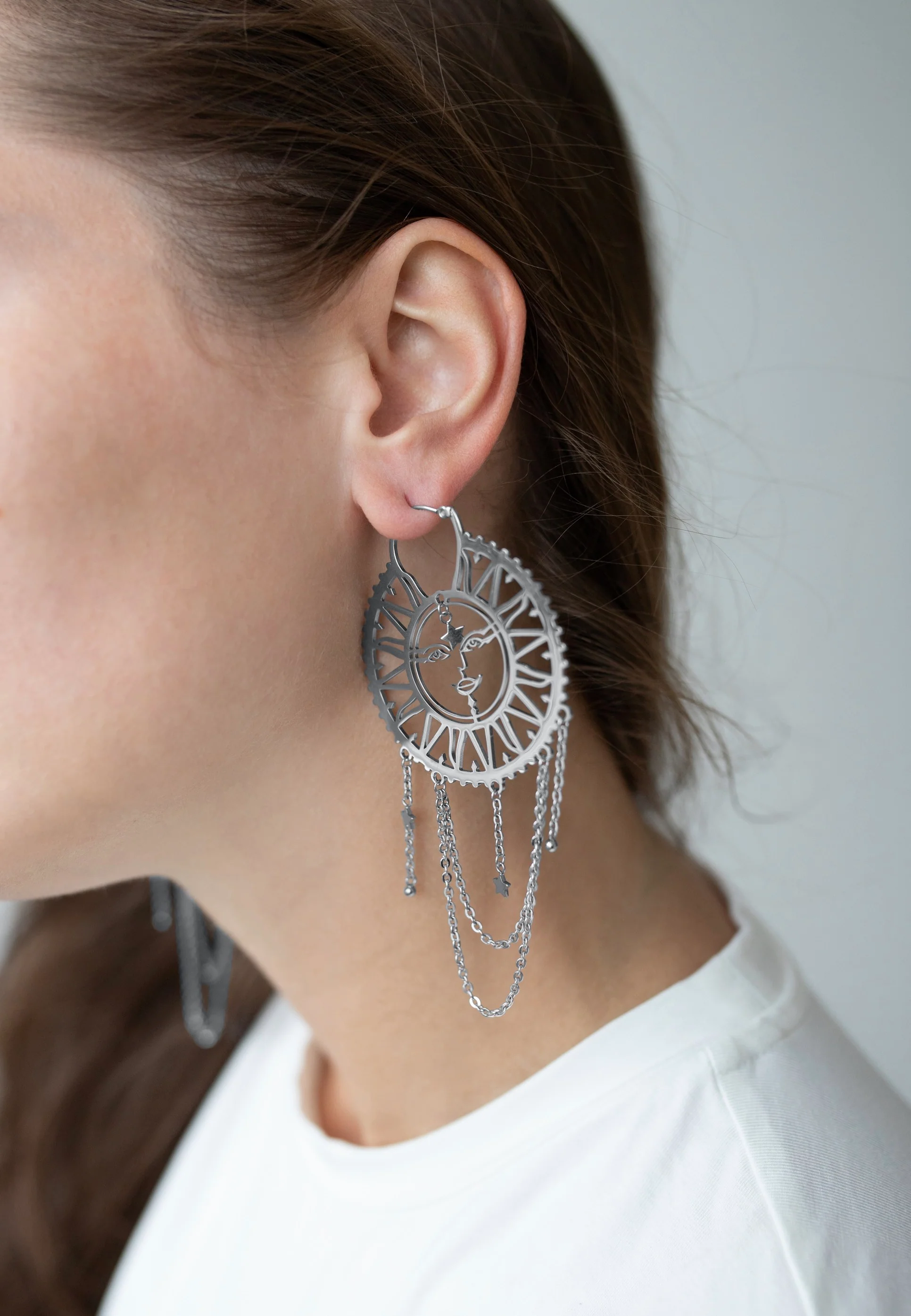 Wildcat - Oldschool Sun Moon Silver - Earrings - Image 8
