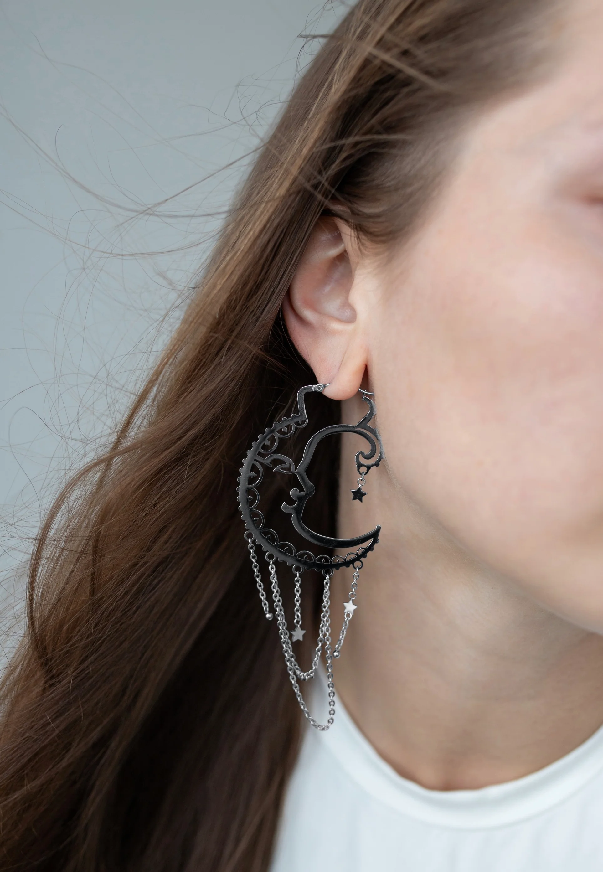 Wildcat - Oldschool Sun Moon Silver - Earrings - Image 9